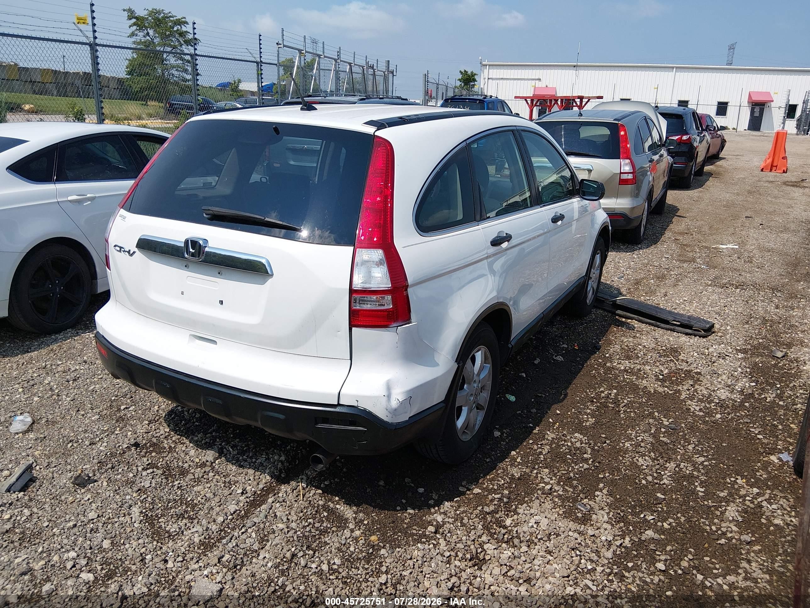 2007 Honda Cr-v Lx White vin: JHLRE48367C034597