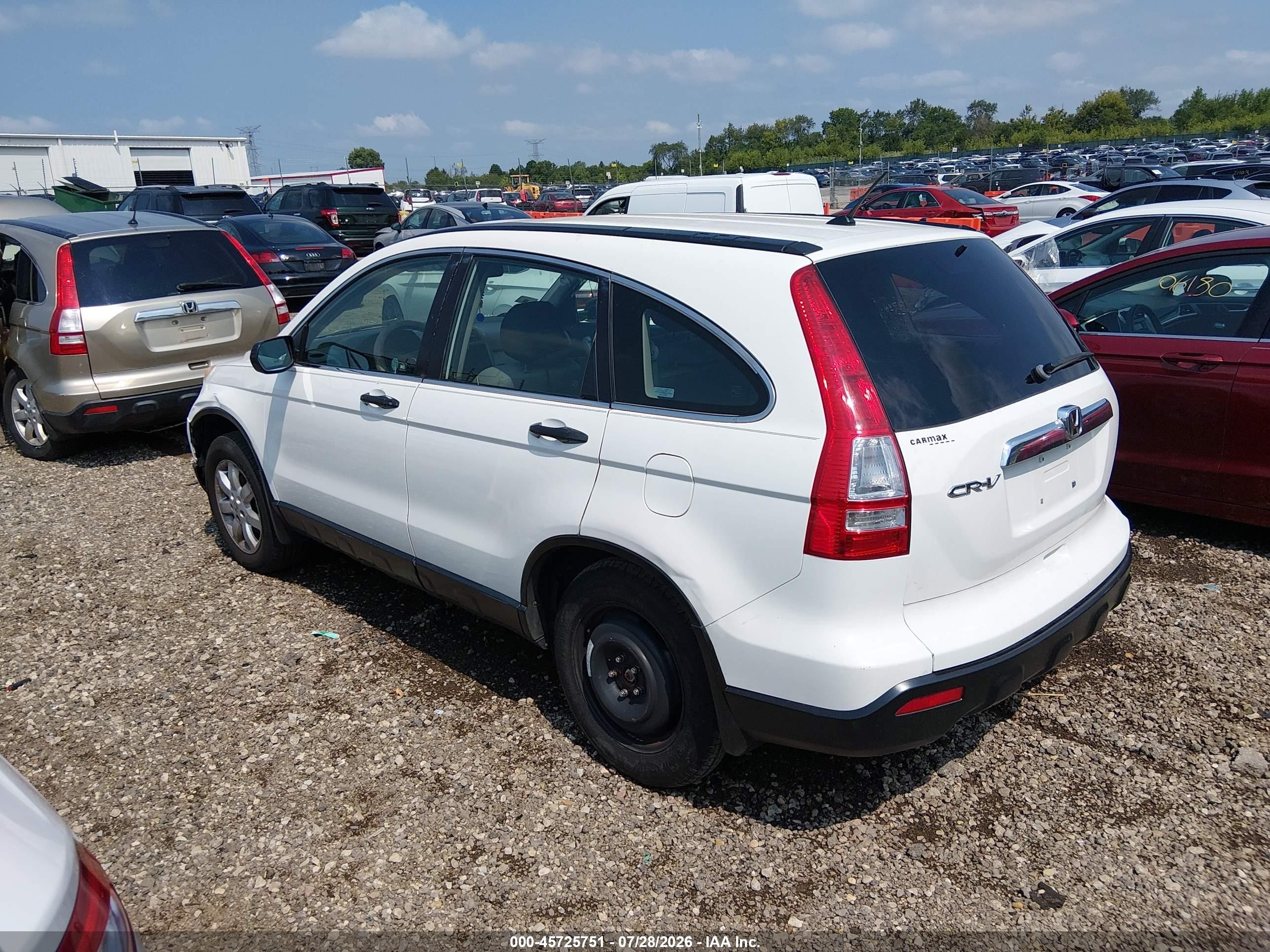 2007 Honda Cr-v Lx White vin: JHLRE48367C034597