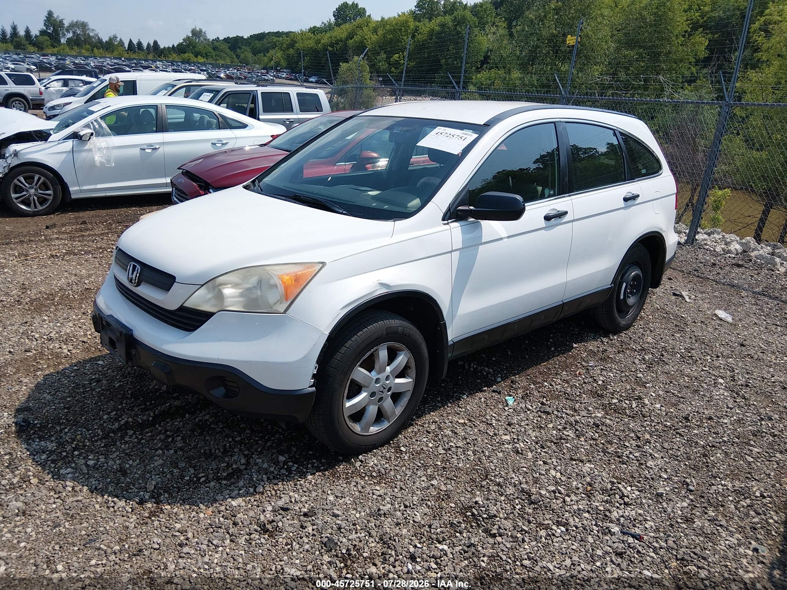 2007 Honda Cr-v Lx White vin: JHLRE48367C034597