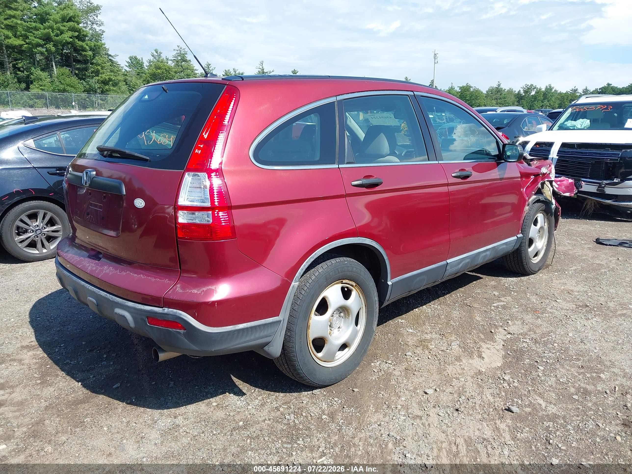 2007 Honda Cr-v Lx Maroon vin: JHLRE48367C064344
