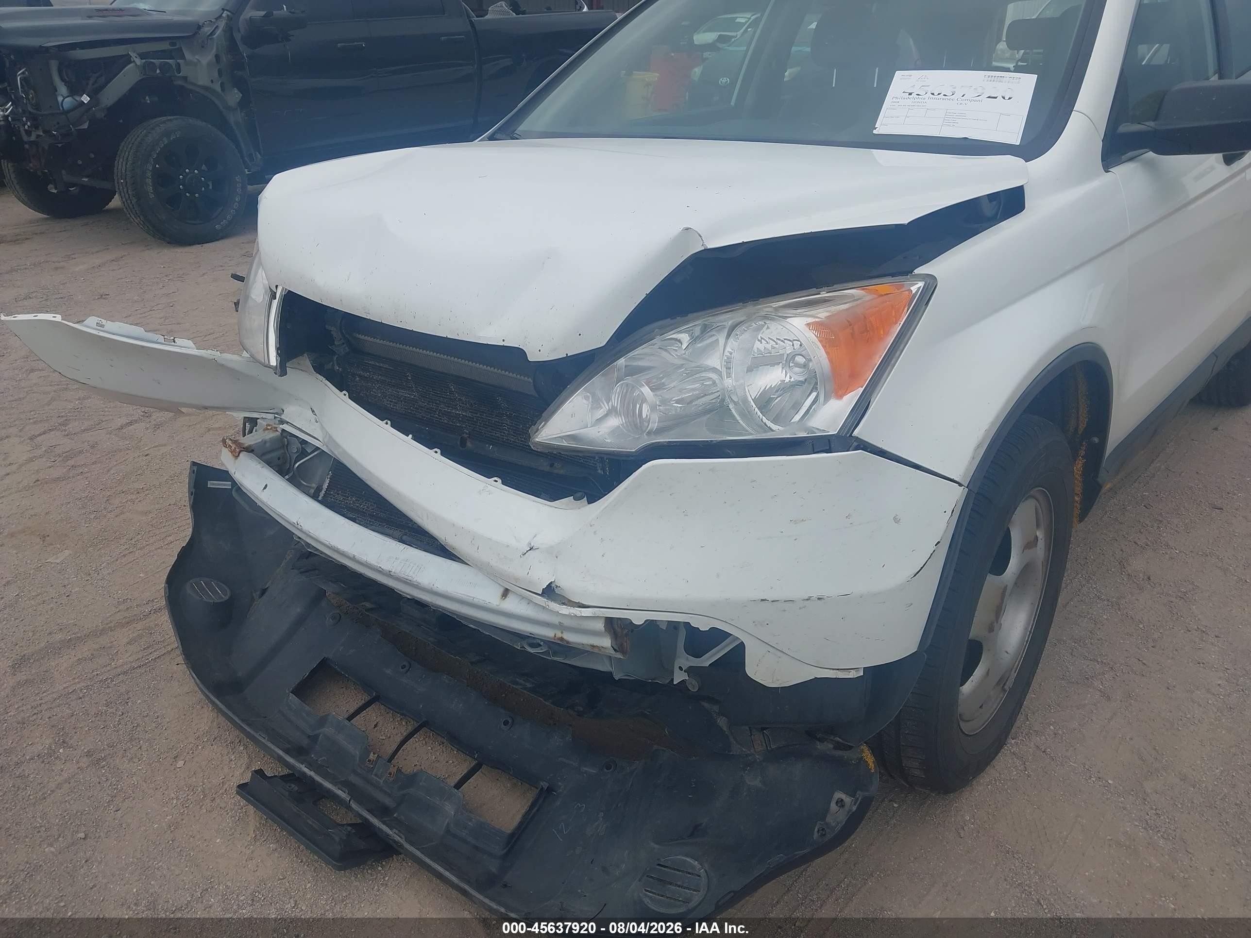 2008 Honda Cr-v Lx White vin: JHLRE48368C061347