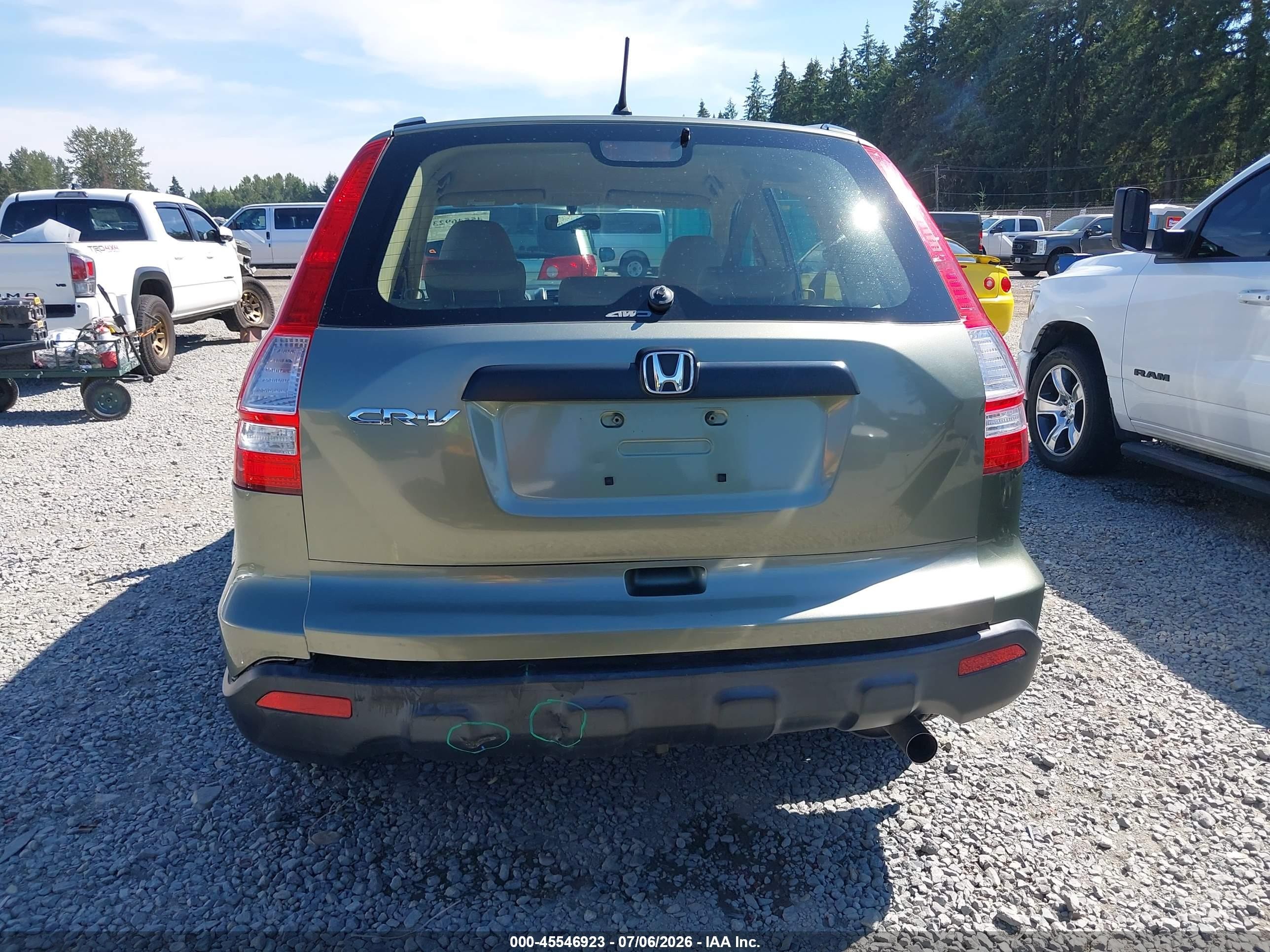 2007 Honda Cr-v Lx Green vin: JHLRE48377C025309