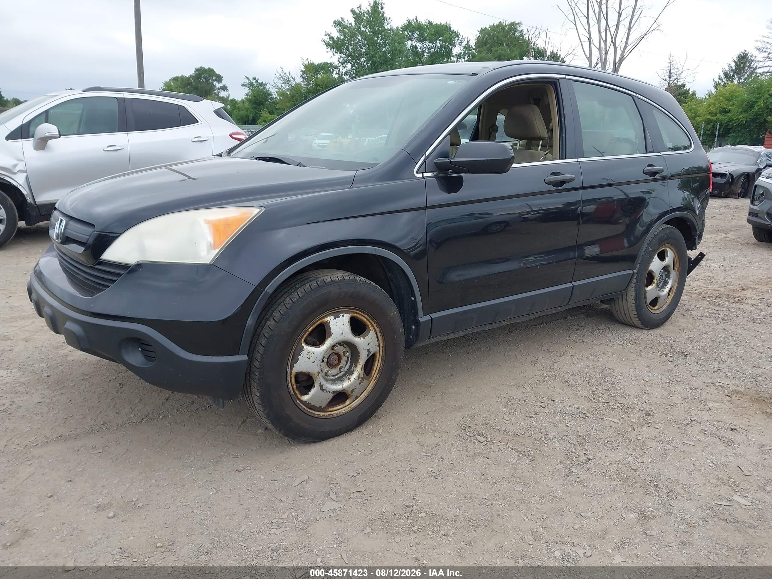 2007 Honda Cr-v Lx Black vin: JHLRE48377C048055