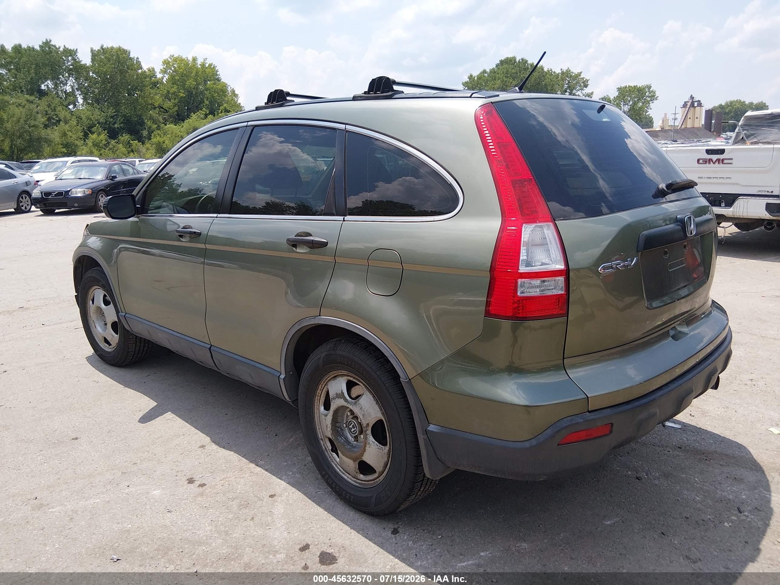 2007 Honda Cr-v Lx Green vin: JHLRE48387C012679