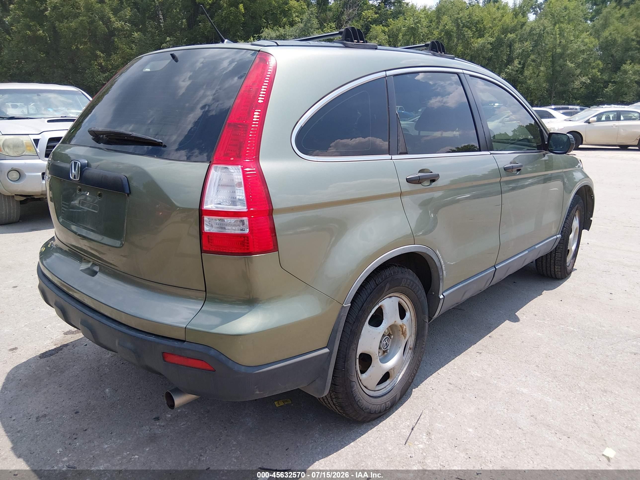 2007 Honda Cr-v Lx Green vin: JHLRE48387C012679