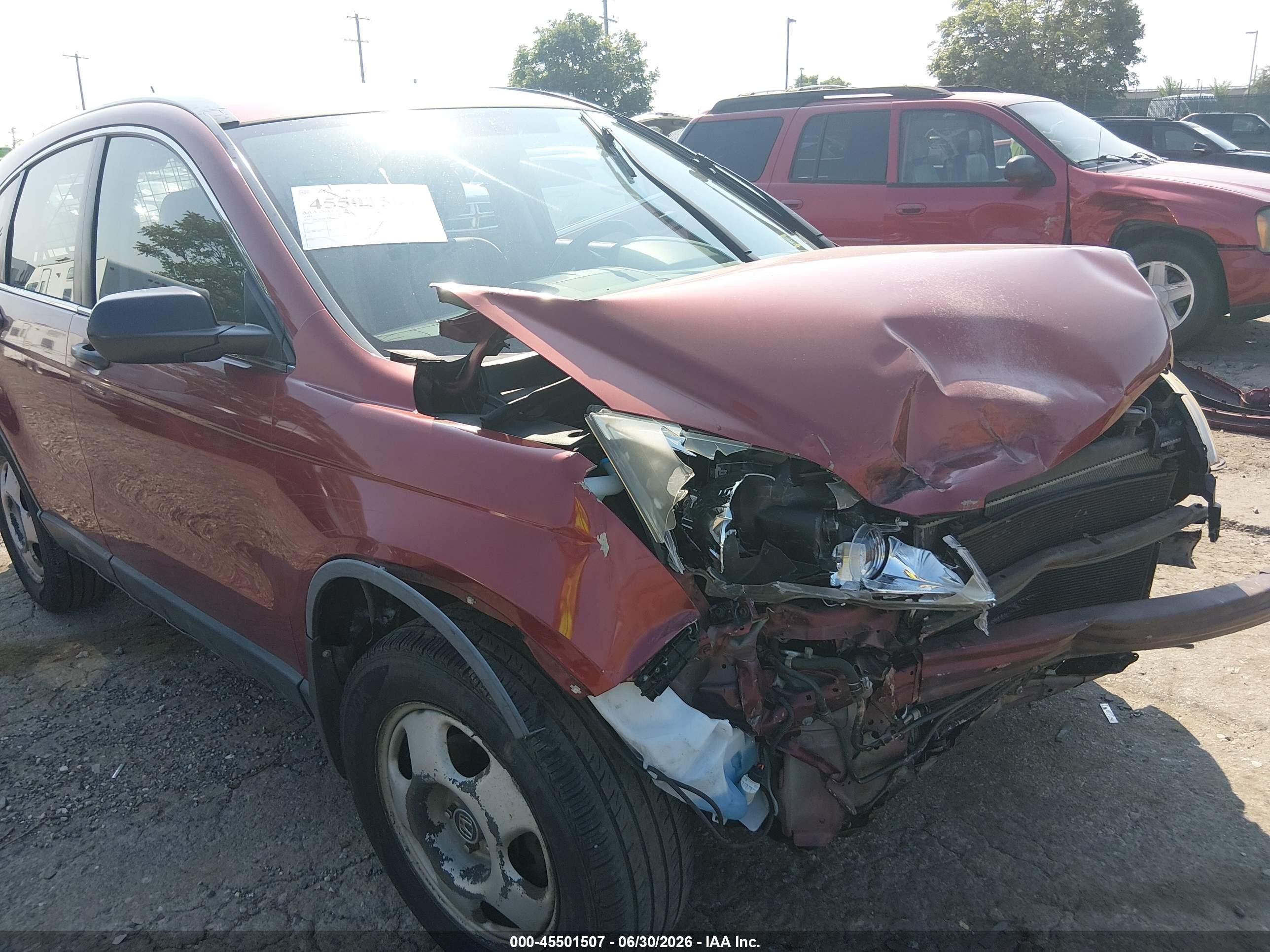 2007 Honda Cr-v Lx Red vin: JHLRE48387C056617