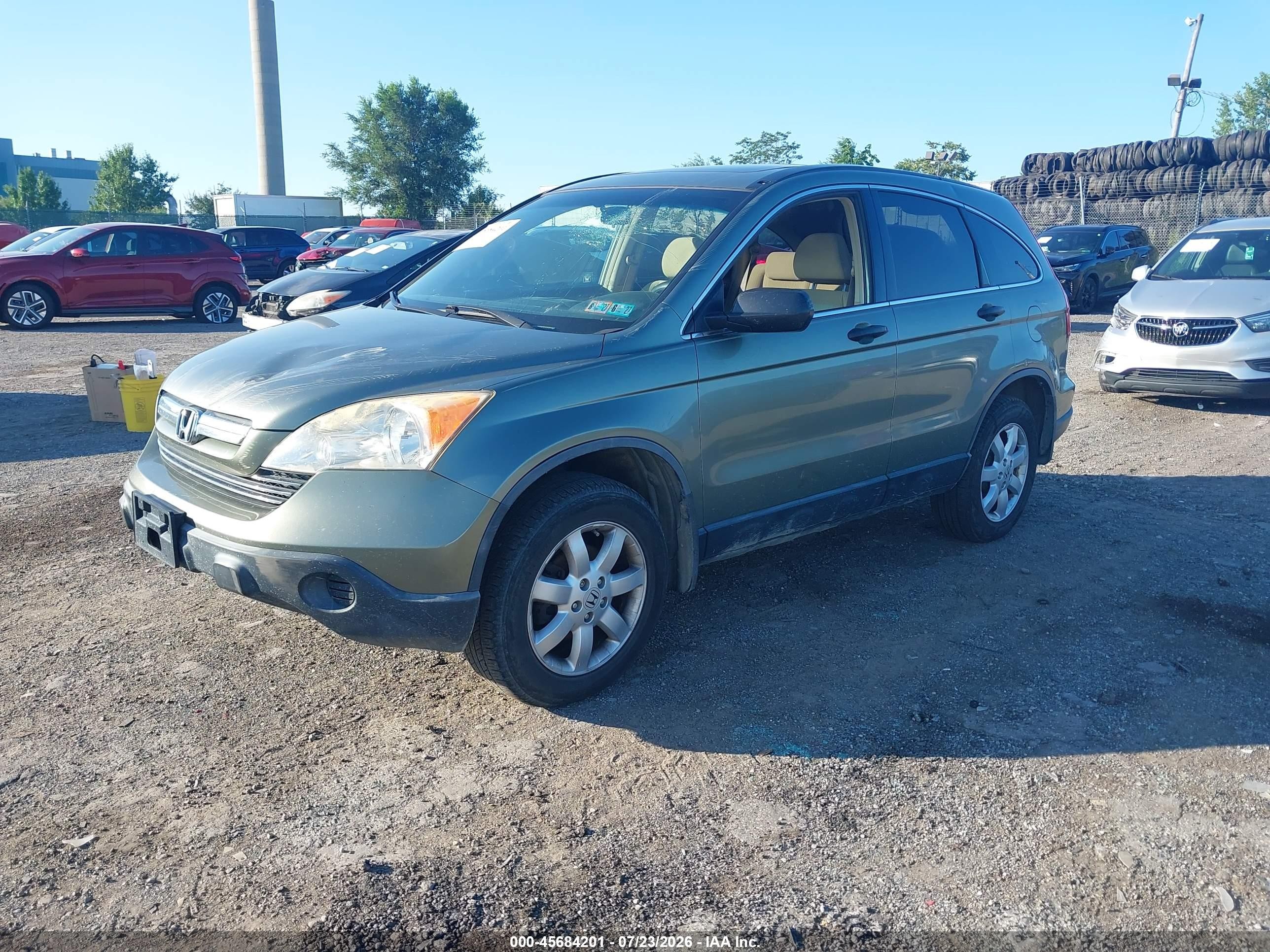 2007 Honda Cr-v Ex Green vin: JHLRE48507C060033