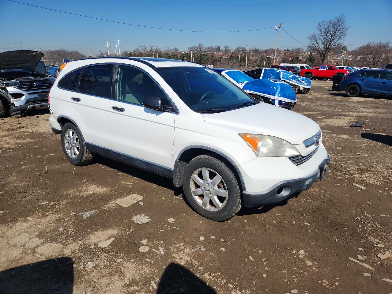 2007 Honda Cr-v Ex White vin: JHLRE48557C085106