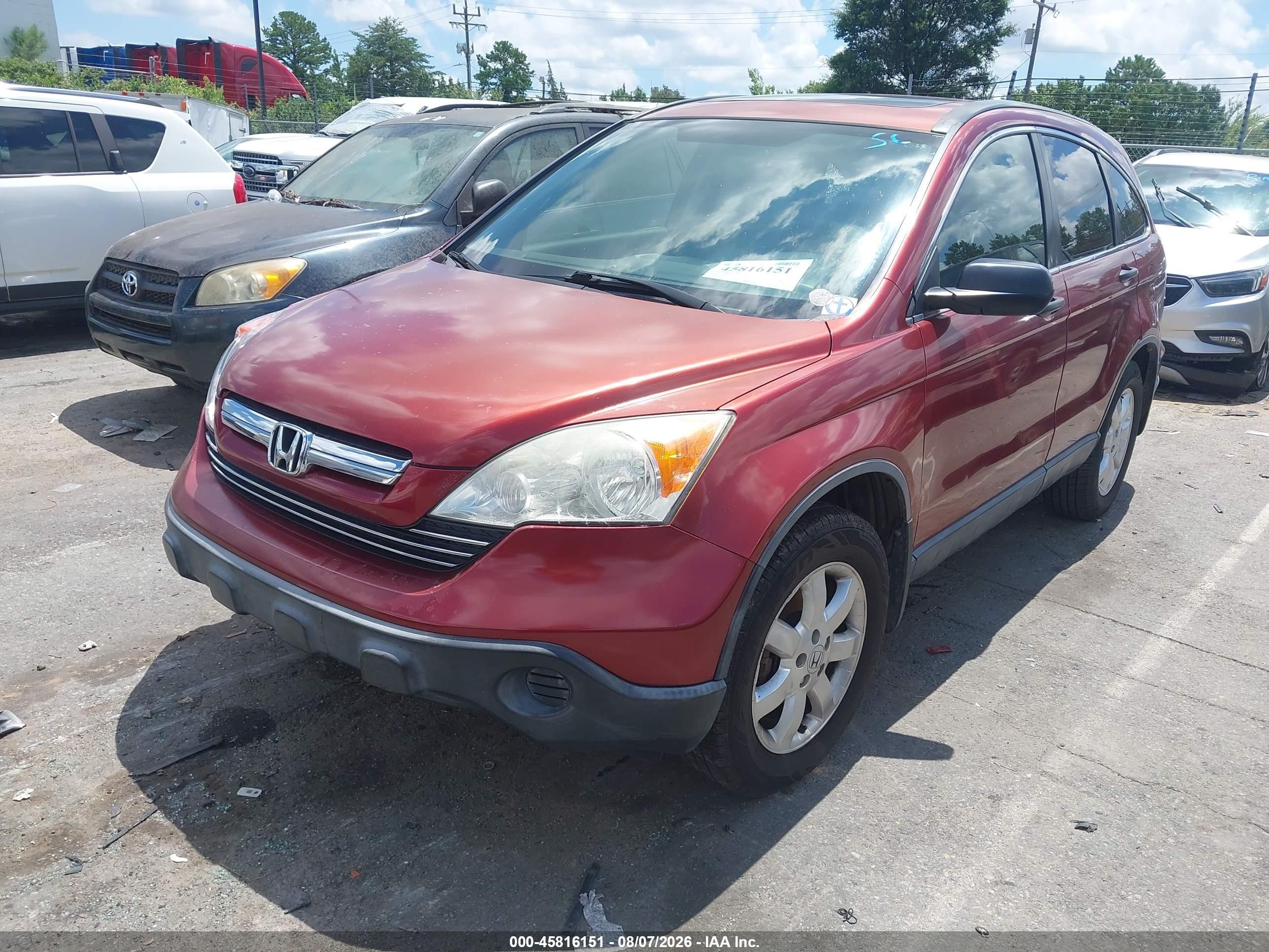 2007 Honda Cr-v Ex Red vin: JHLRE48567C077743