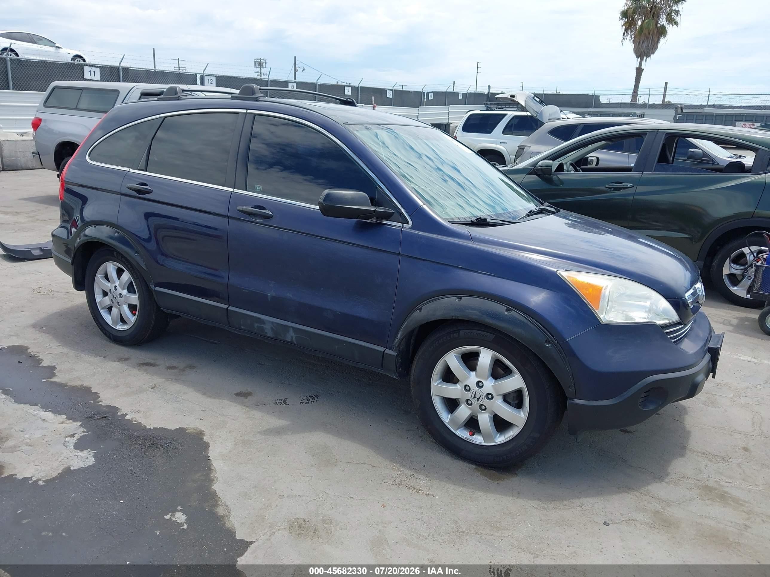 2007 Honda Cr-v Ex Blue vin: JHLRE48577C035596