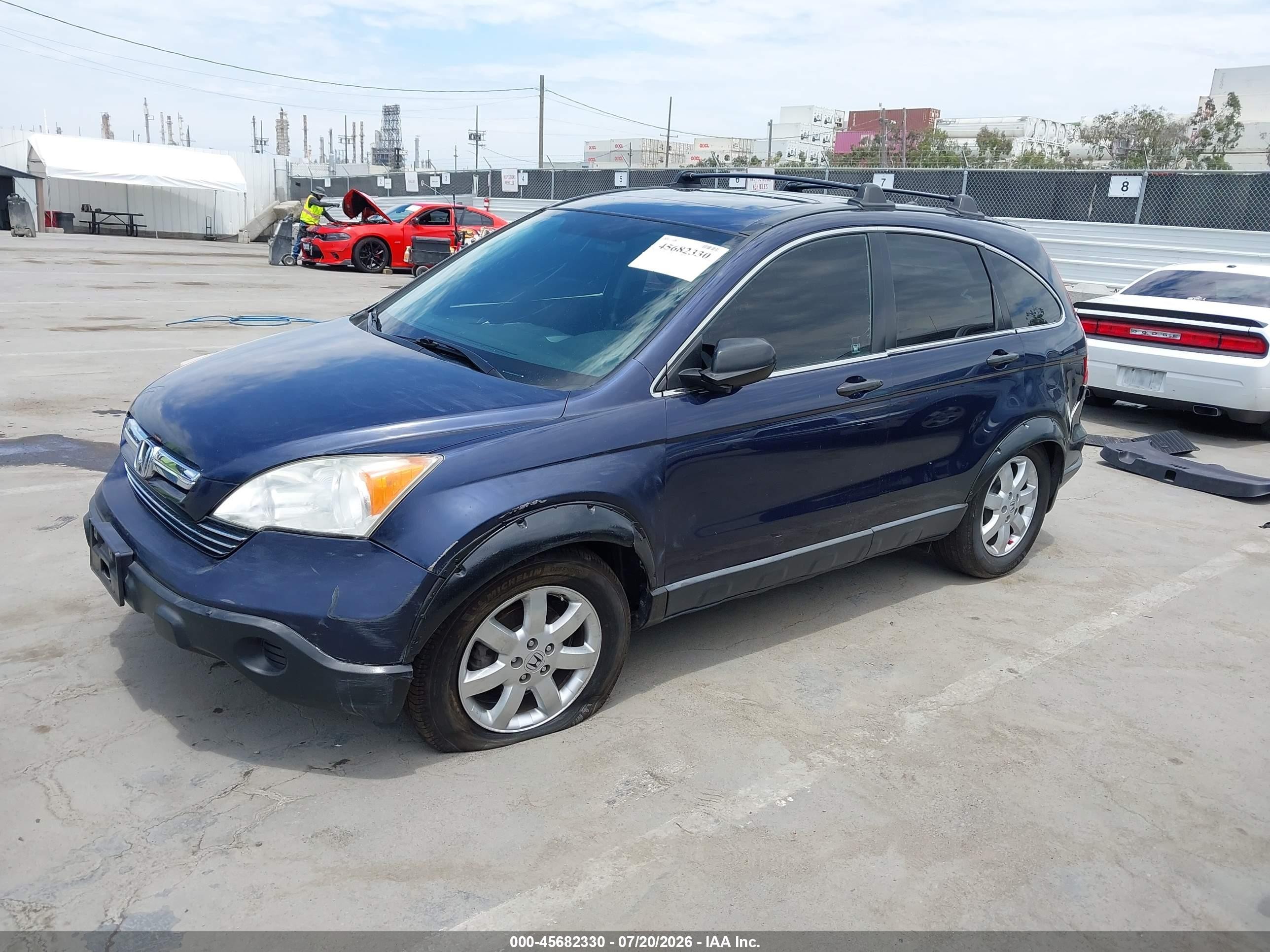 2007 Honda Cr-v Ex Blue vin: JHLRE48577C035596