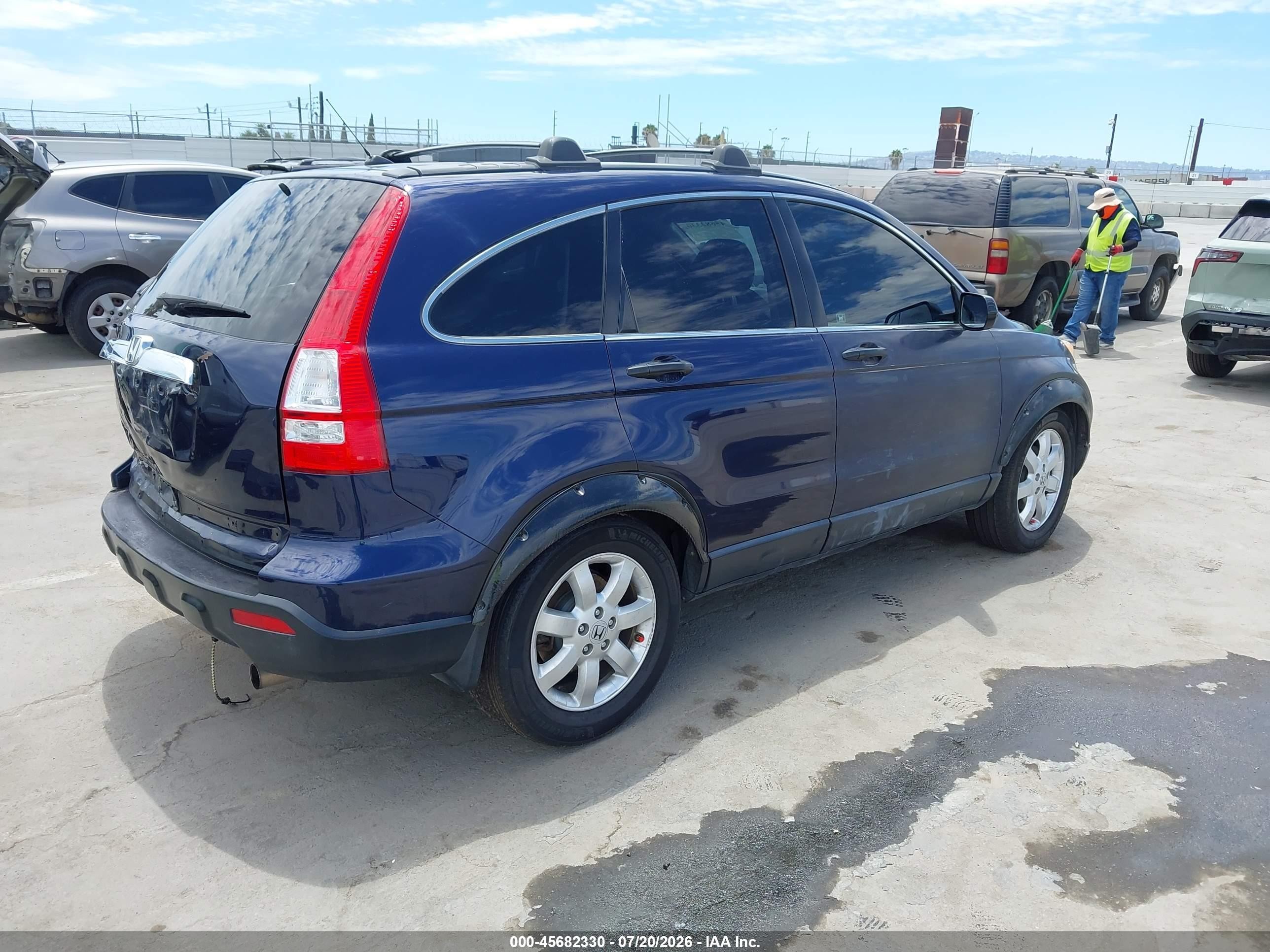 2007 Honda Cr-v Ex Blue vin: JHLRE48577C035596