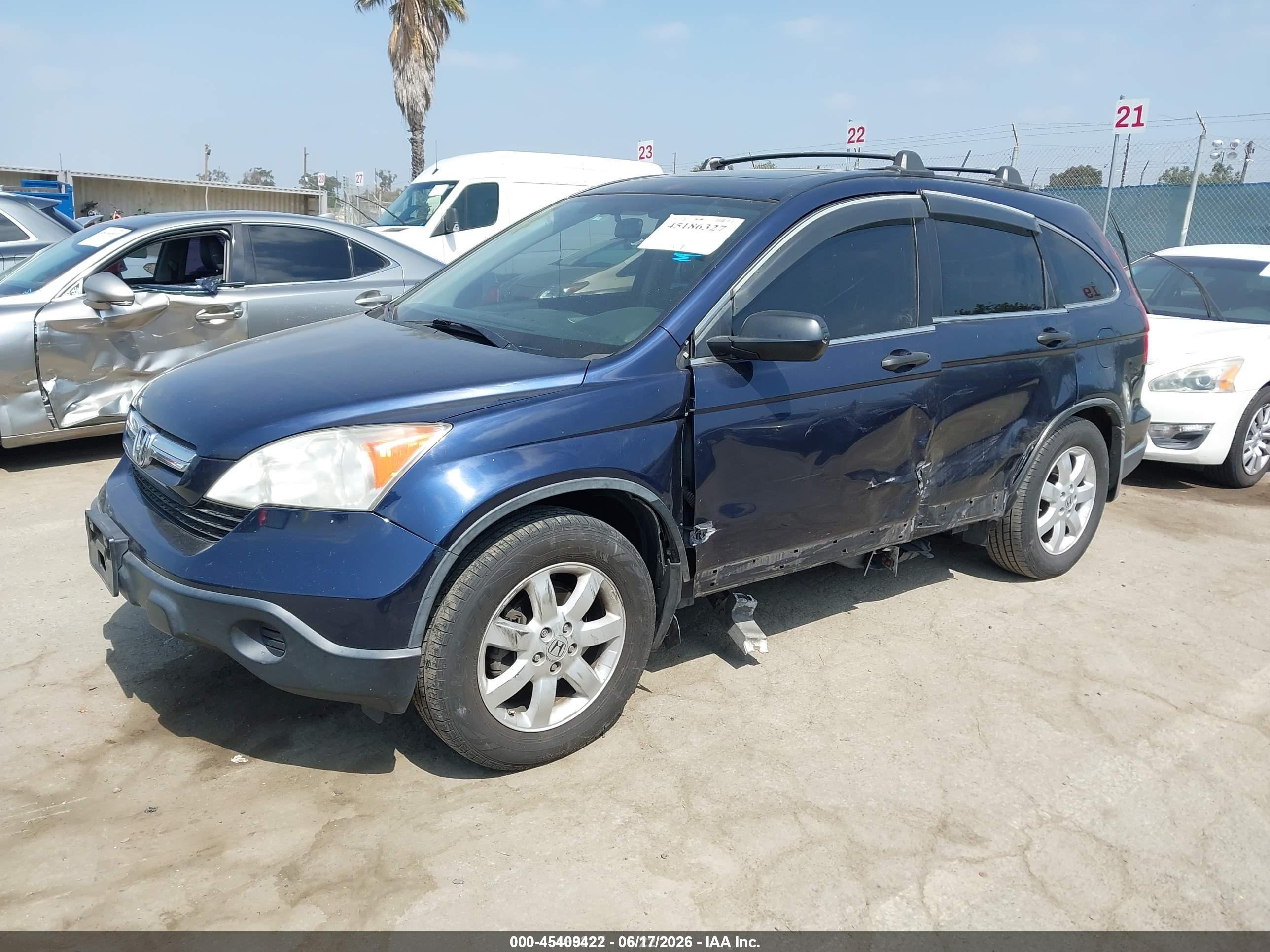 2009 Honda Cr-v Ex Blue vin: JHLRE48599C019094