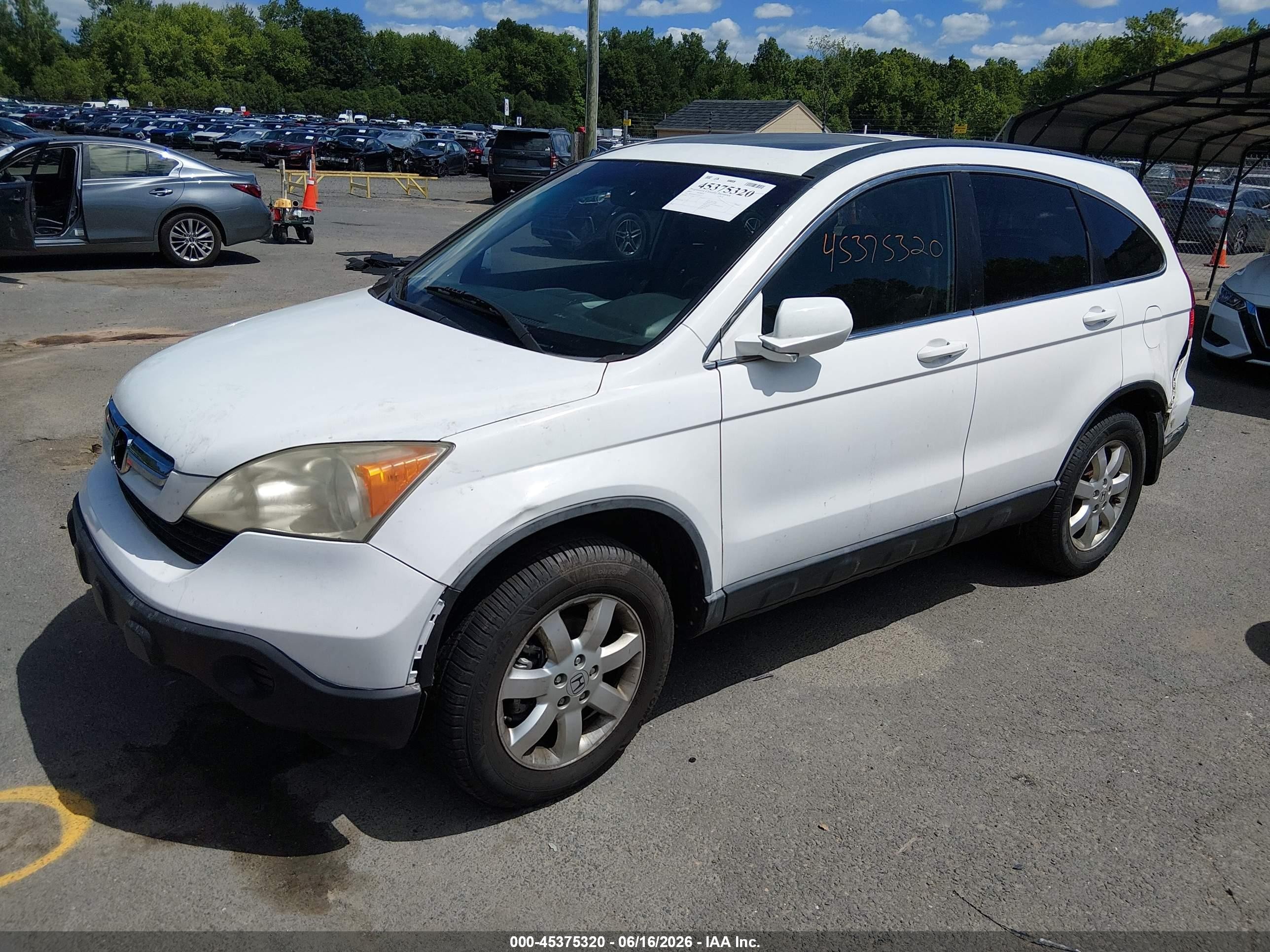 2007 Honda Cr-v Ex White vin: JHLRE485X7C076577
