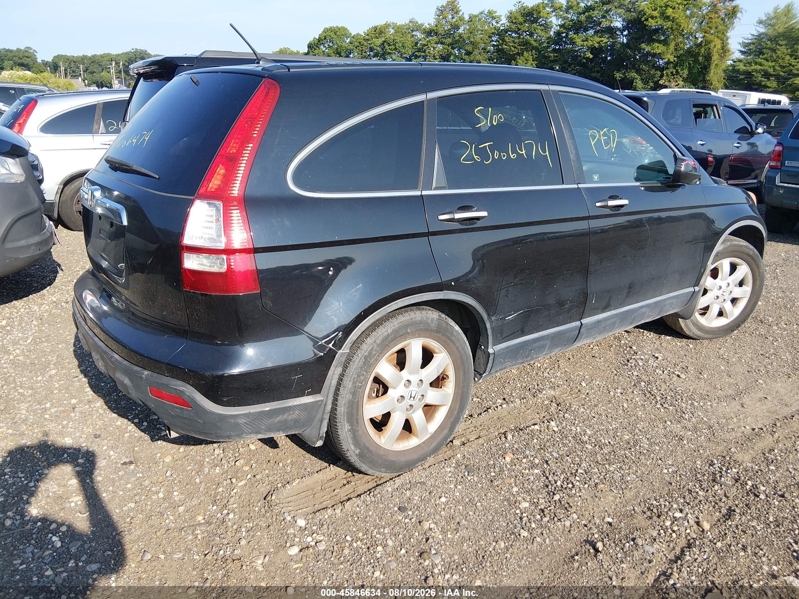 2008 Honda Cr-v Ex Black vin: JHLRE485X8C005476