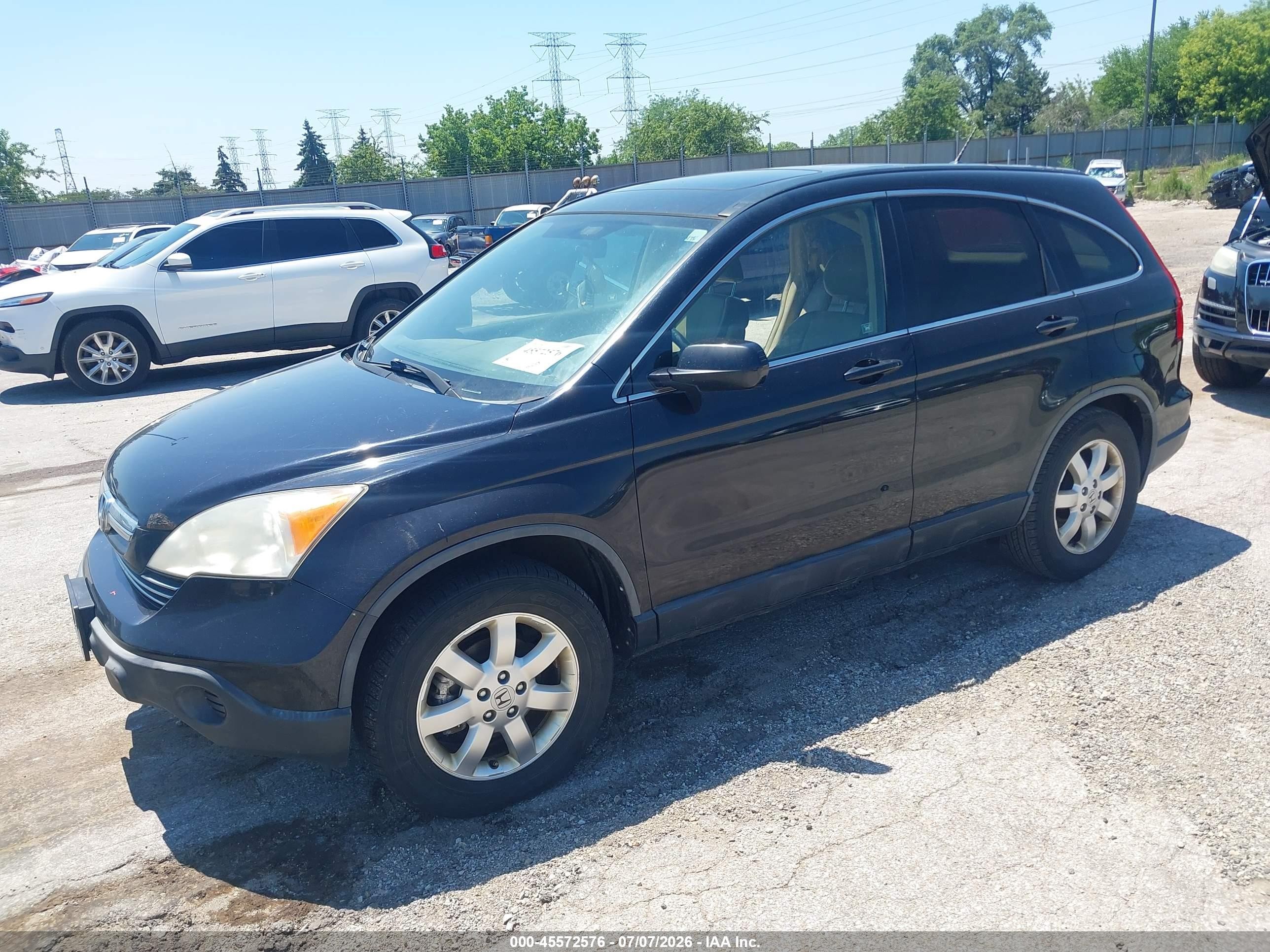 2007 Honda Cr-v Ex-l Black vin: JHLRE48737C123031
