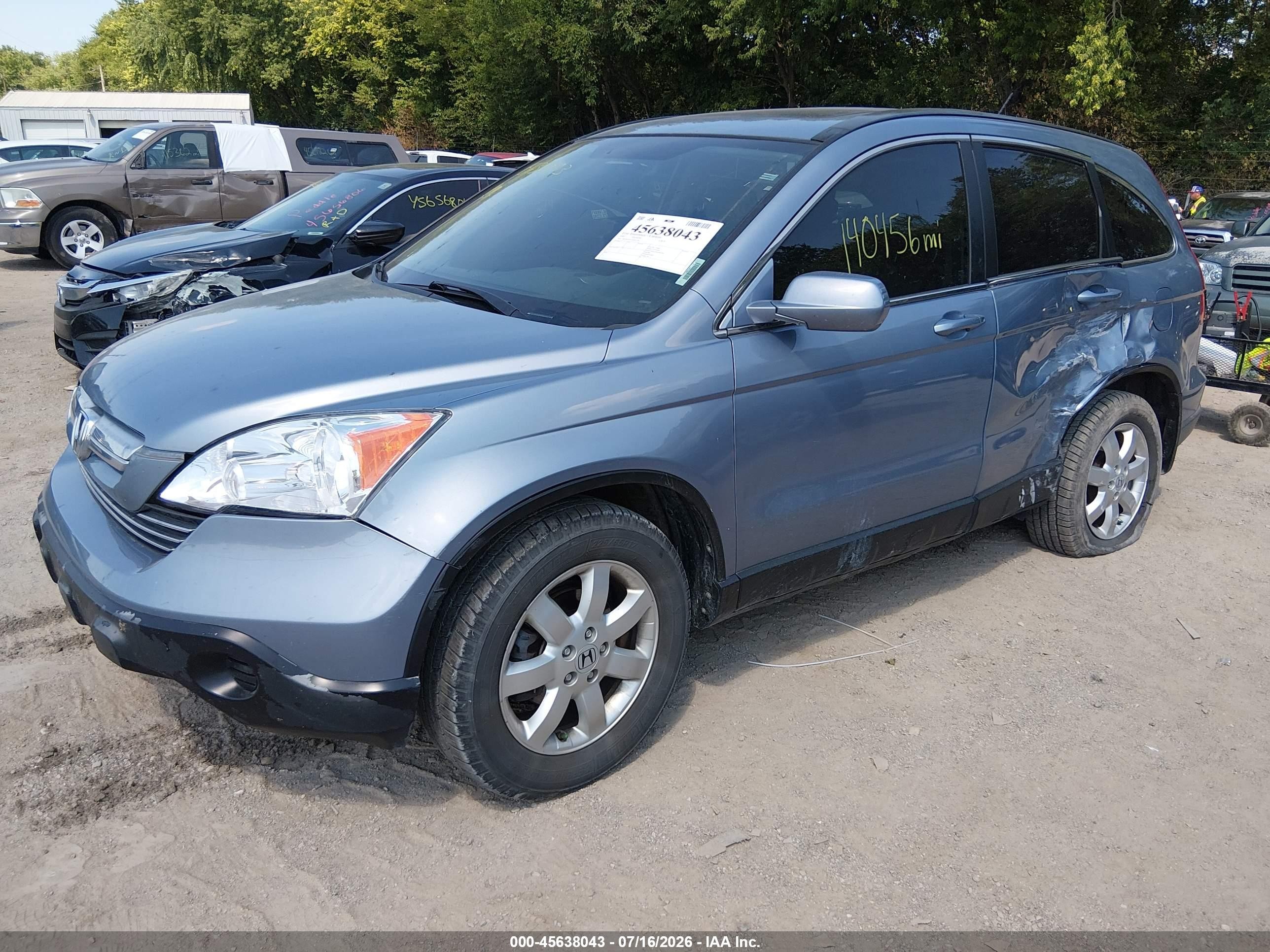 2007 Honda Cr-v Ex-l Light Blue vin: JHLRE48757C021178