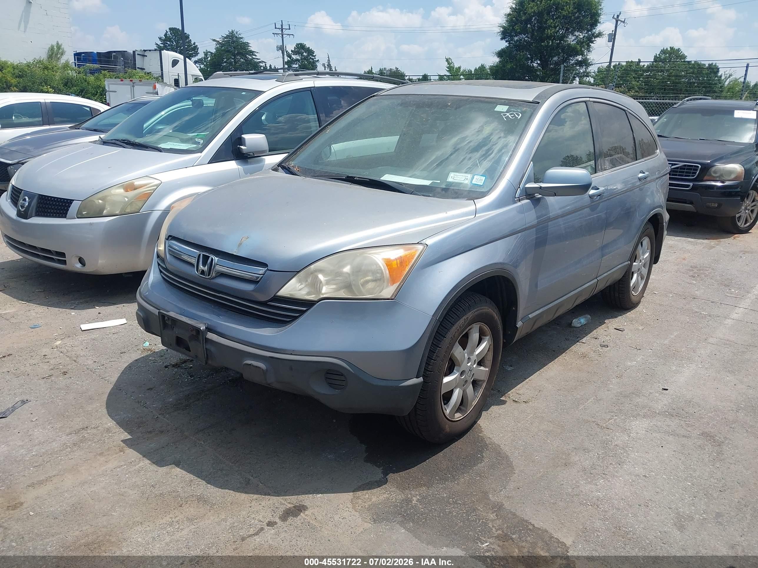 2007 Honda Cr-v Ex-l Light Blue vin: JHLRE48767C044291