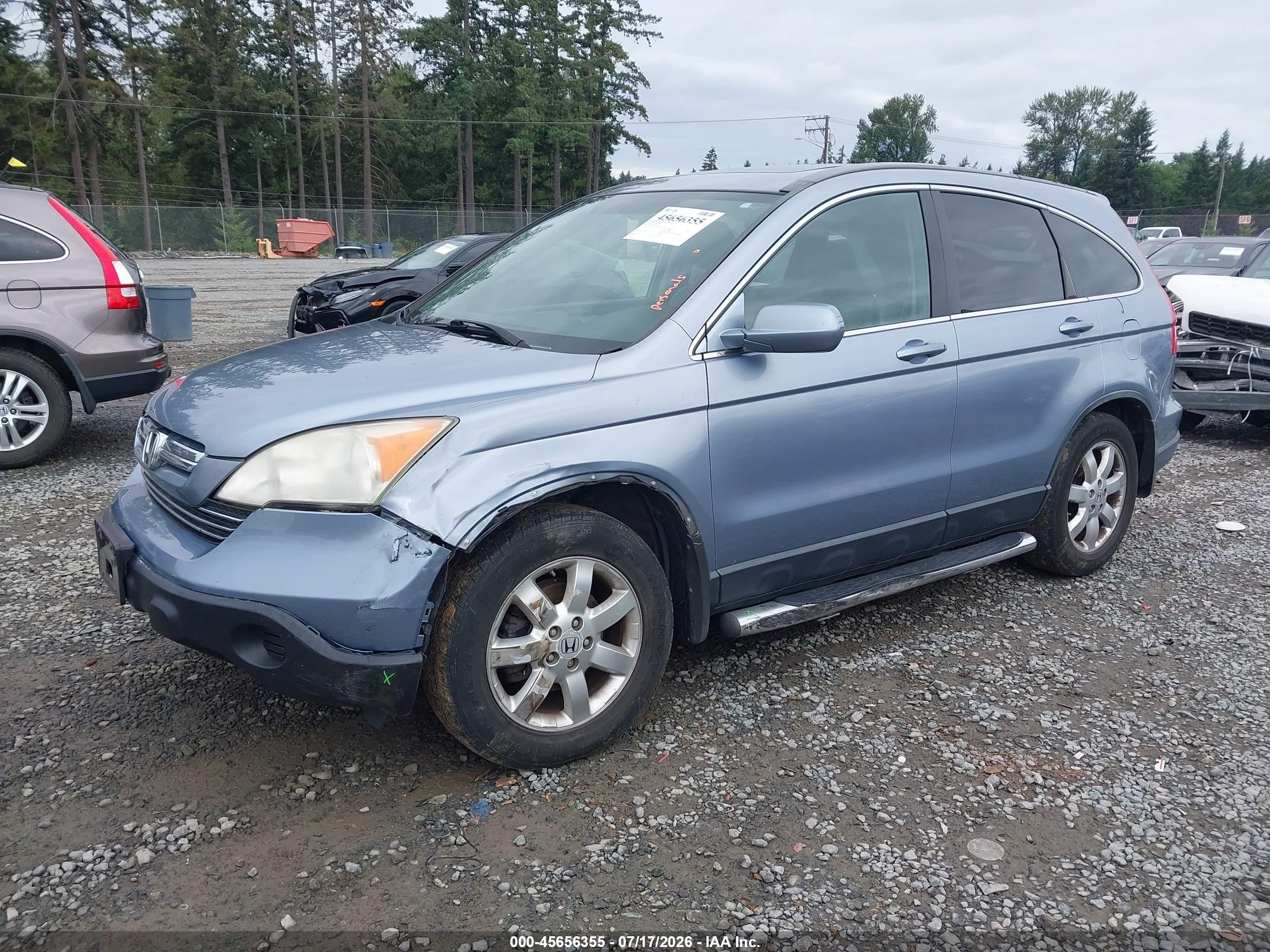 2007 Honda Cr-v Ex-l Light Blue vin: JHLRE48777C078496
