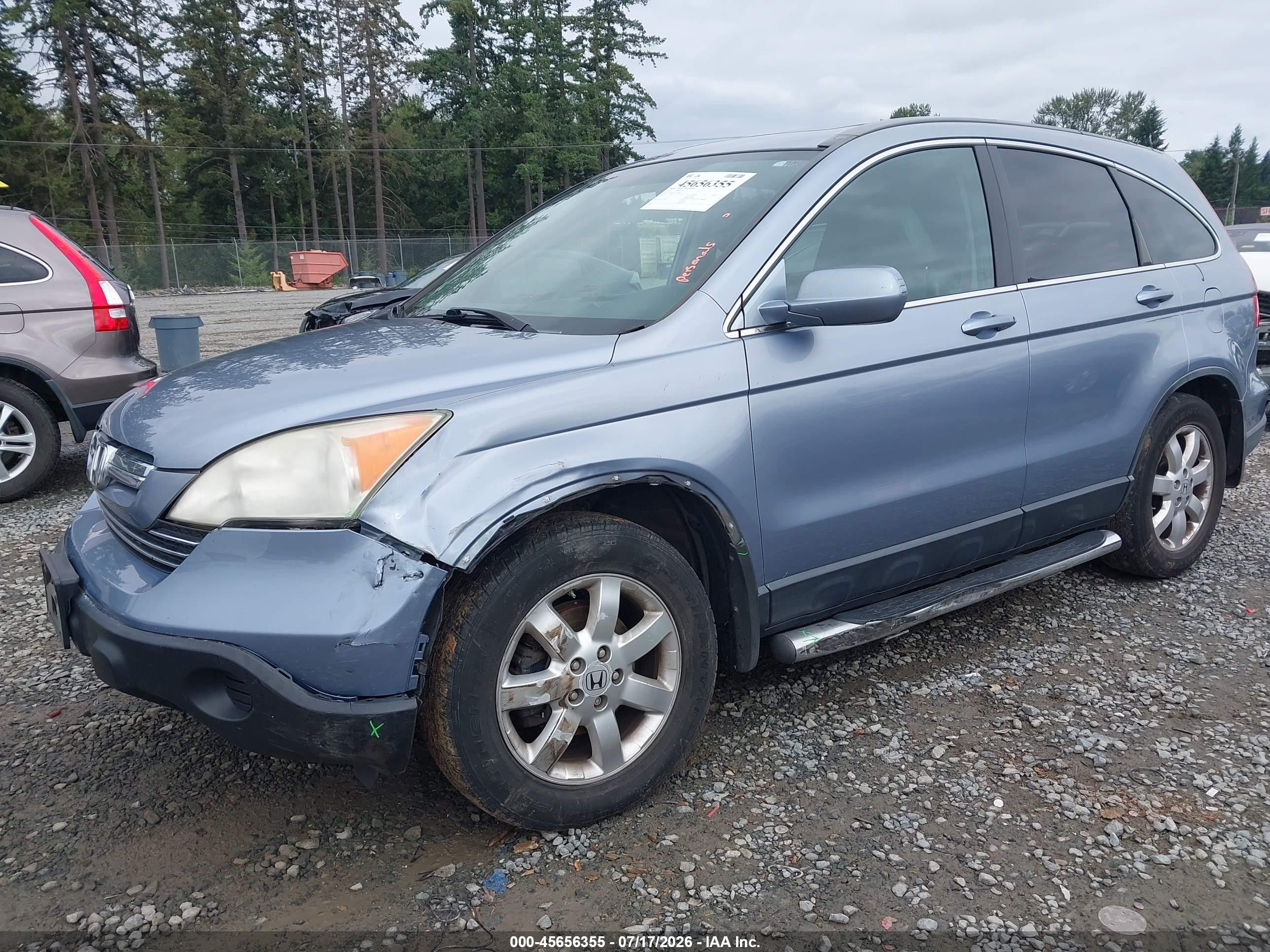 2007 Honda Cr-v Ex-l Light Blue vin: JHLRE48777C078496