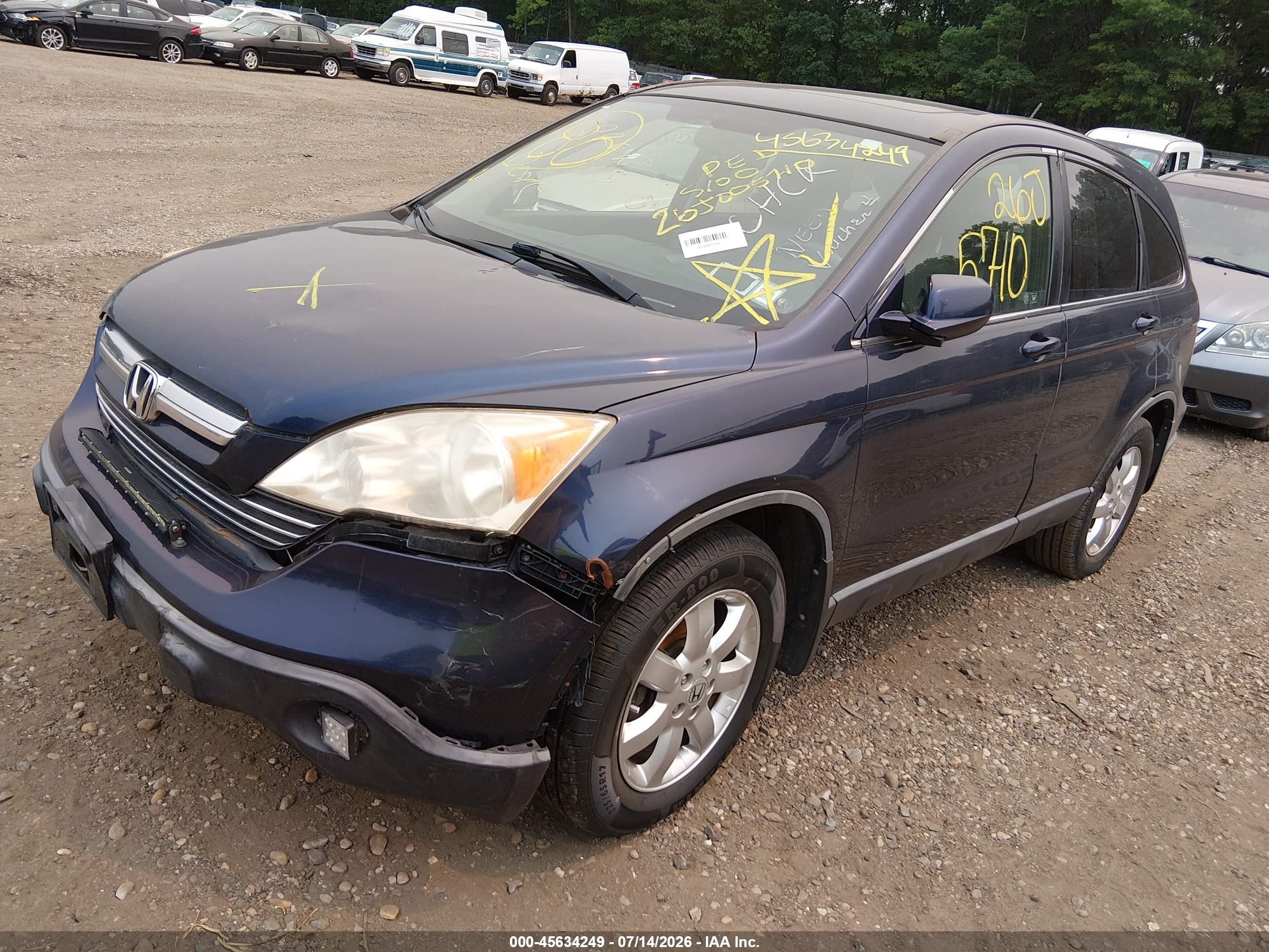 2008 Honda Cr-v Ex-l Blue vin: JHLRE48778C021510