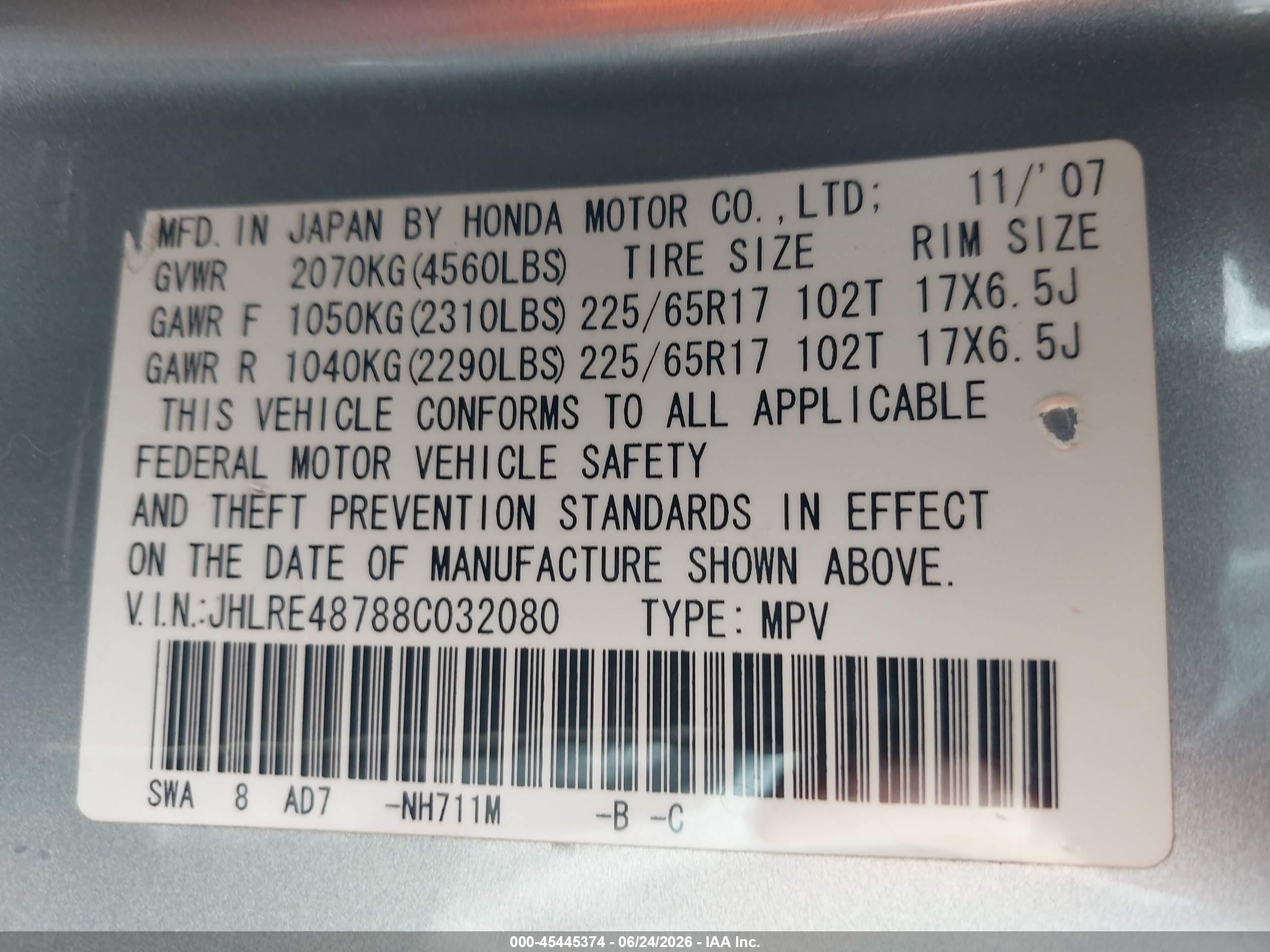 2008 Honda Cr-v Ex-l Silver vin: JHLRE48788C032080