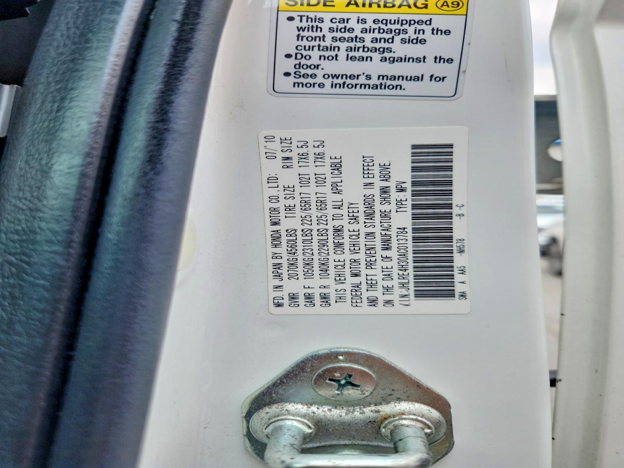 2010 Honda Cr-v Lx White vin: JHLRE4H30AC013784