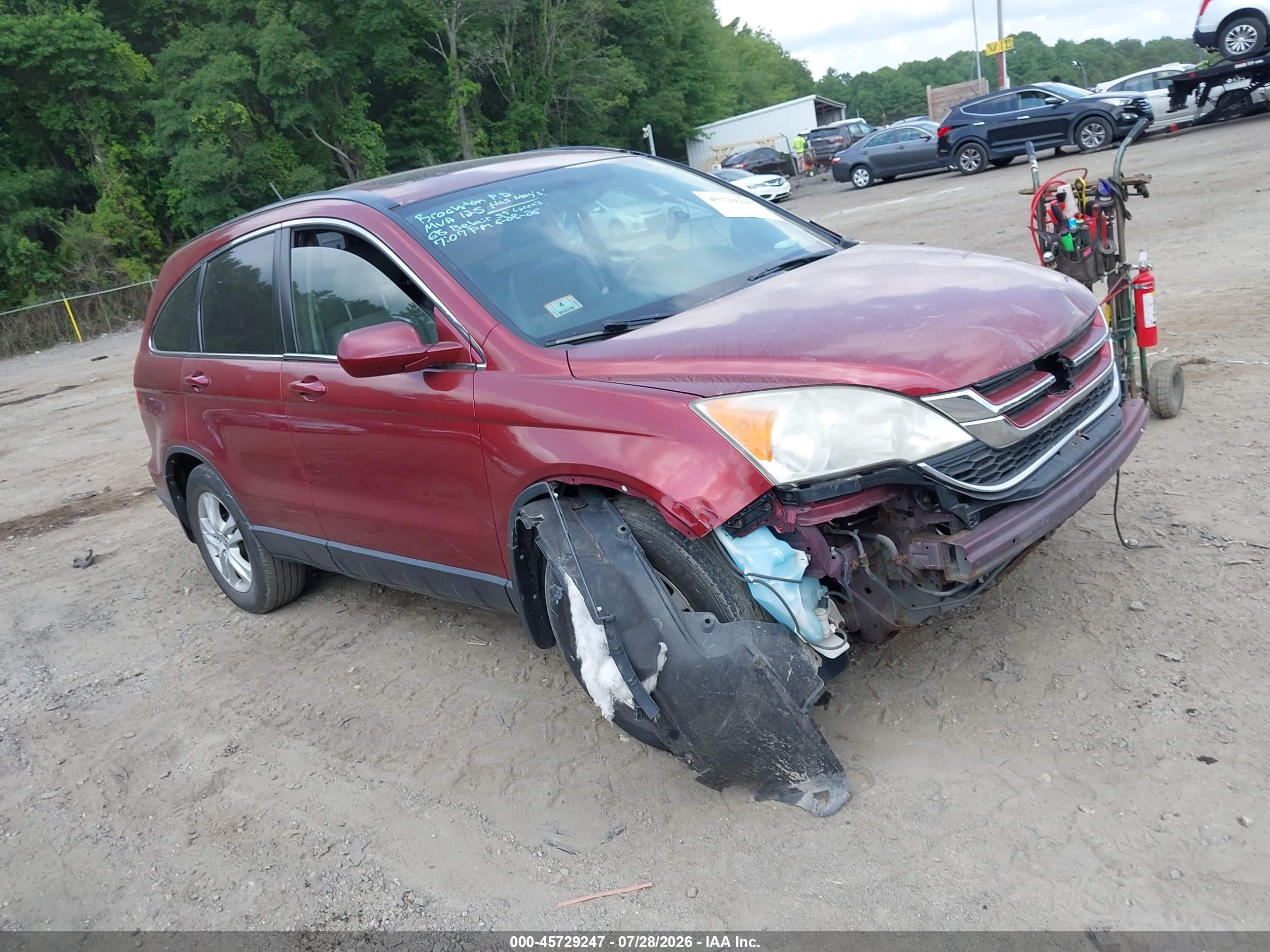 2010 Honda Cr-v Ex-l Burgundy vin: JHLRE4H71AC013490