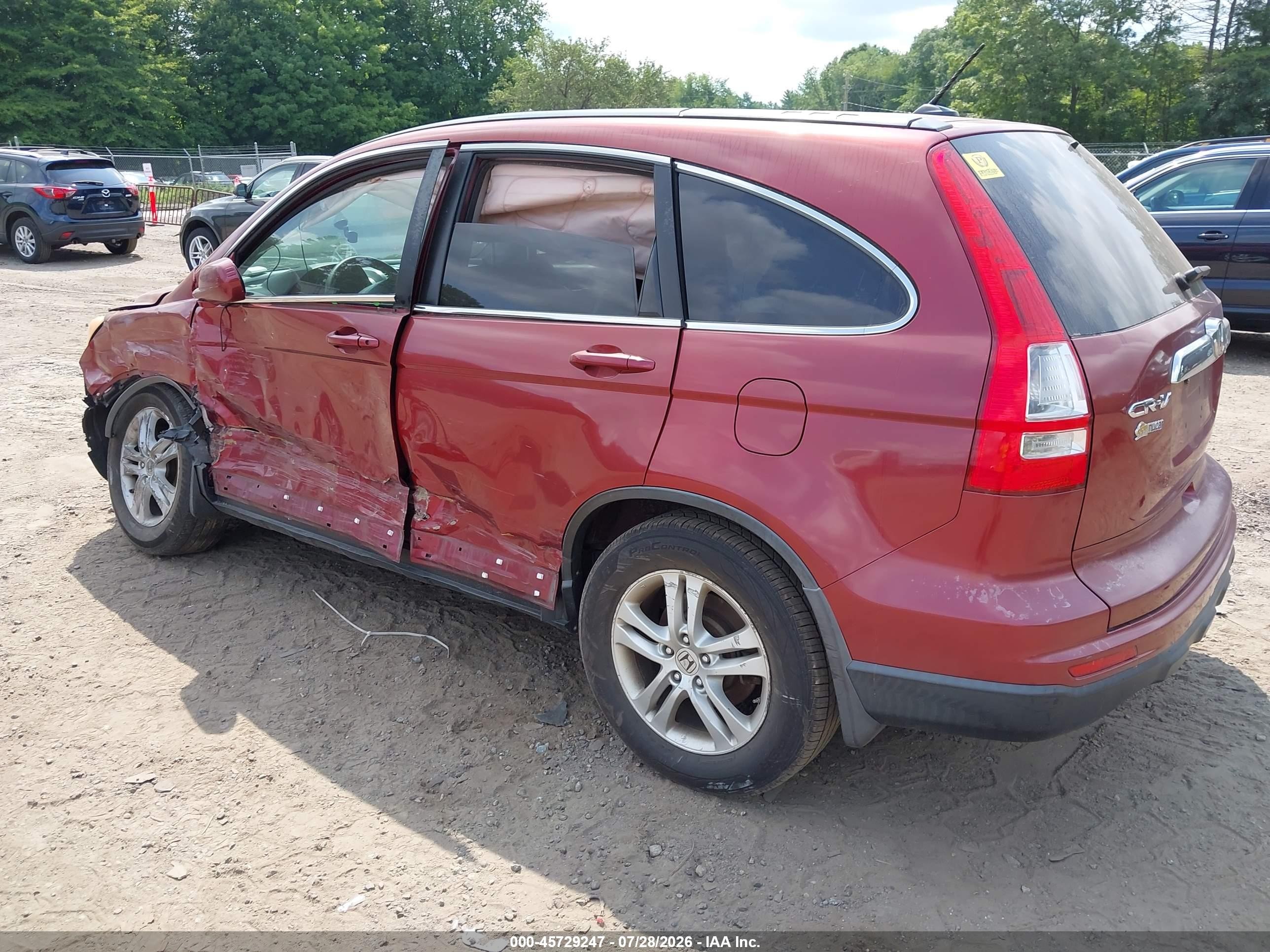2010 Honda Cr-v Ex-l Burgundy vin: JHLRE4H71AC013490