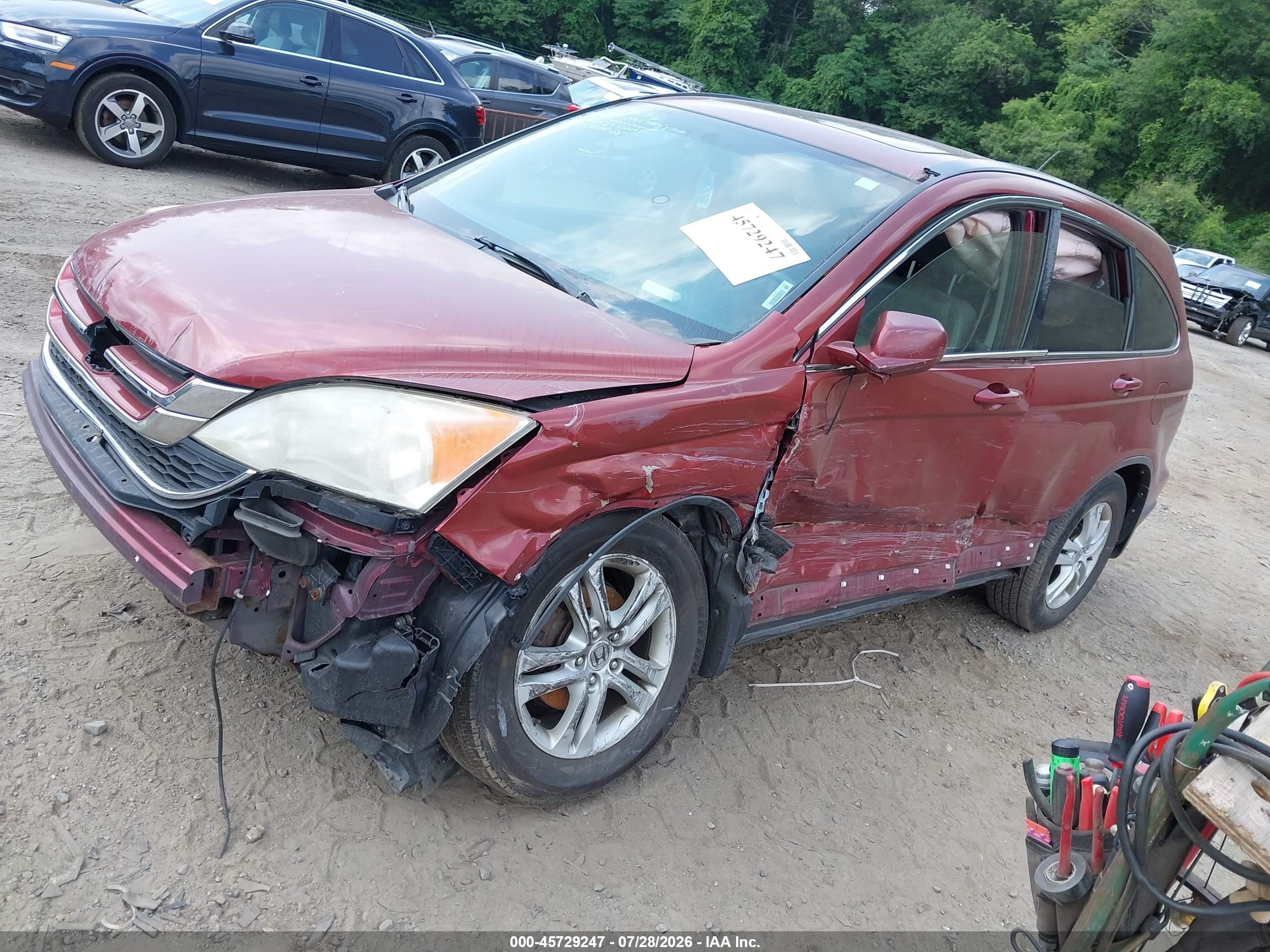 2010 Honda Cr-v Ex-l Burgundy vin: JHLRE4H71AC013490