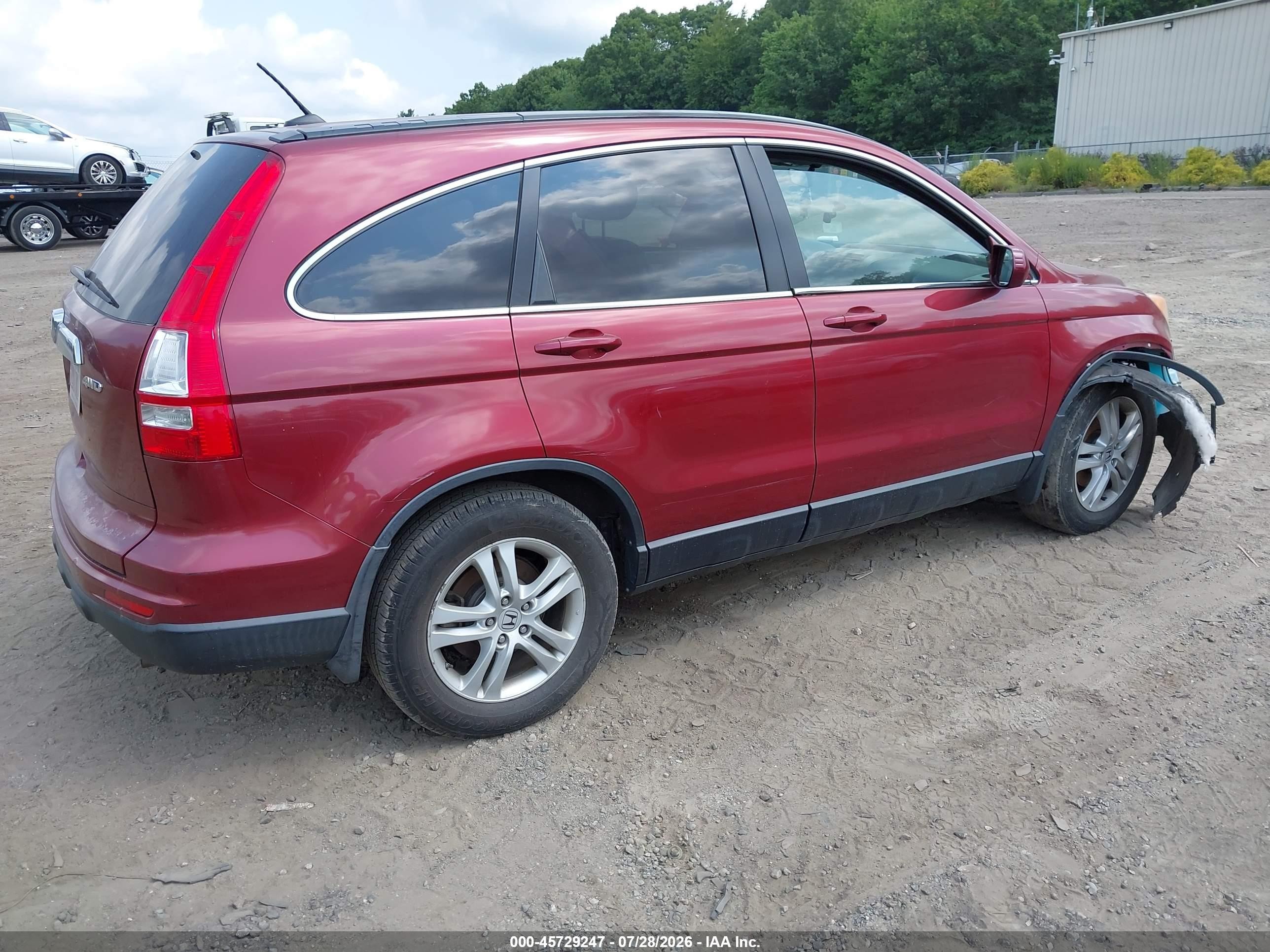 2010 Honda Cr-v Ex-l Burgundy vin: JHLRE4H71AC013490