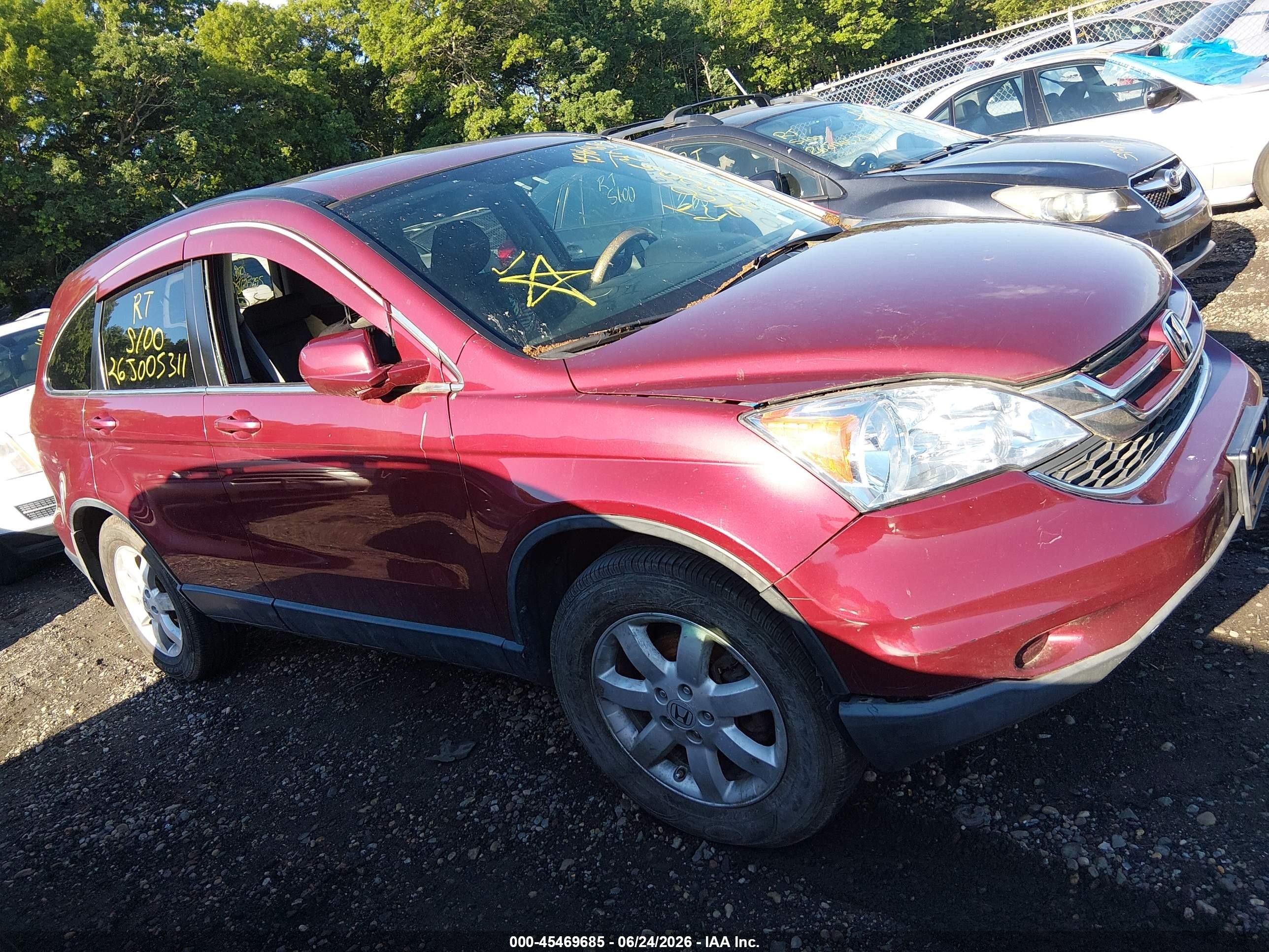 2010 Honda Cr-v Ex-l Red vin: JHLRE4H7XAC013746