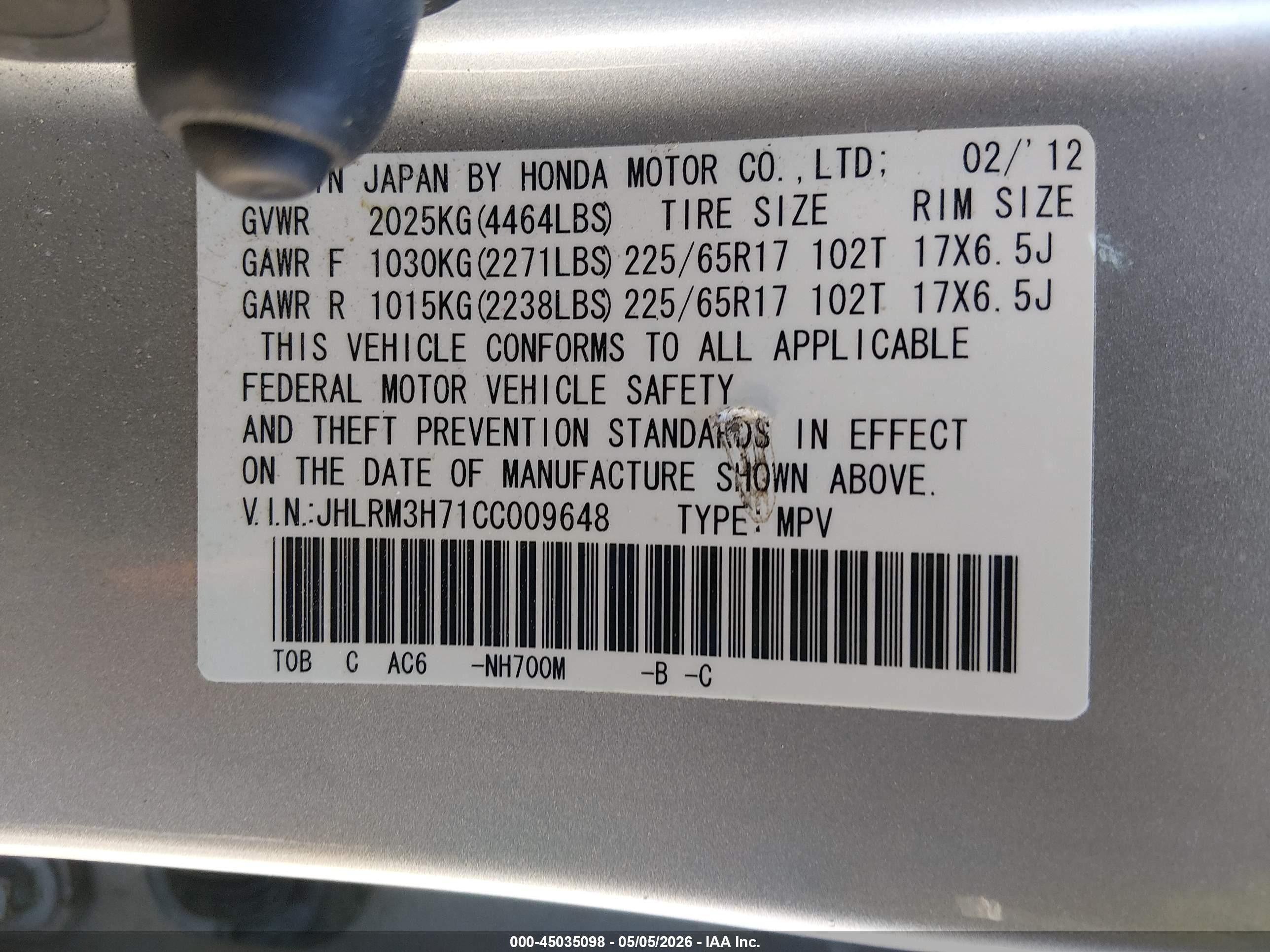 2012 Honda Cr-v Ex-l Silver vin: JHLRM3H71CC009648