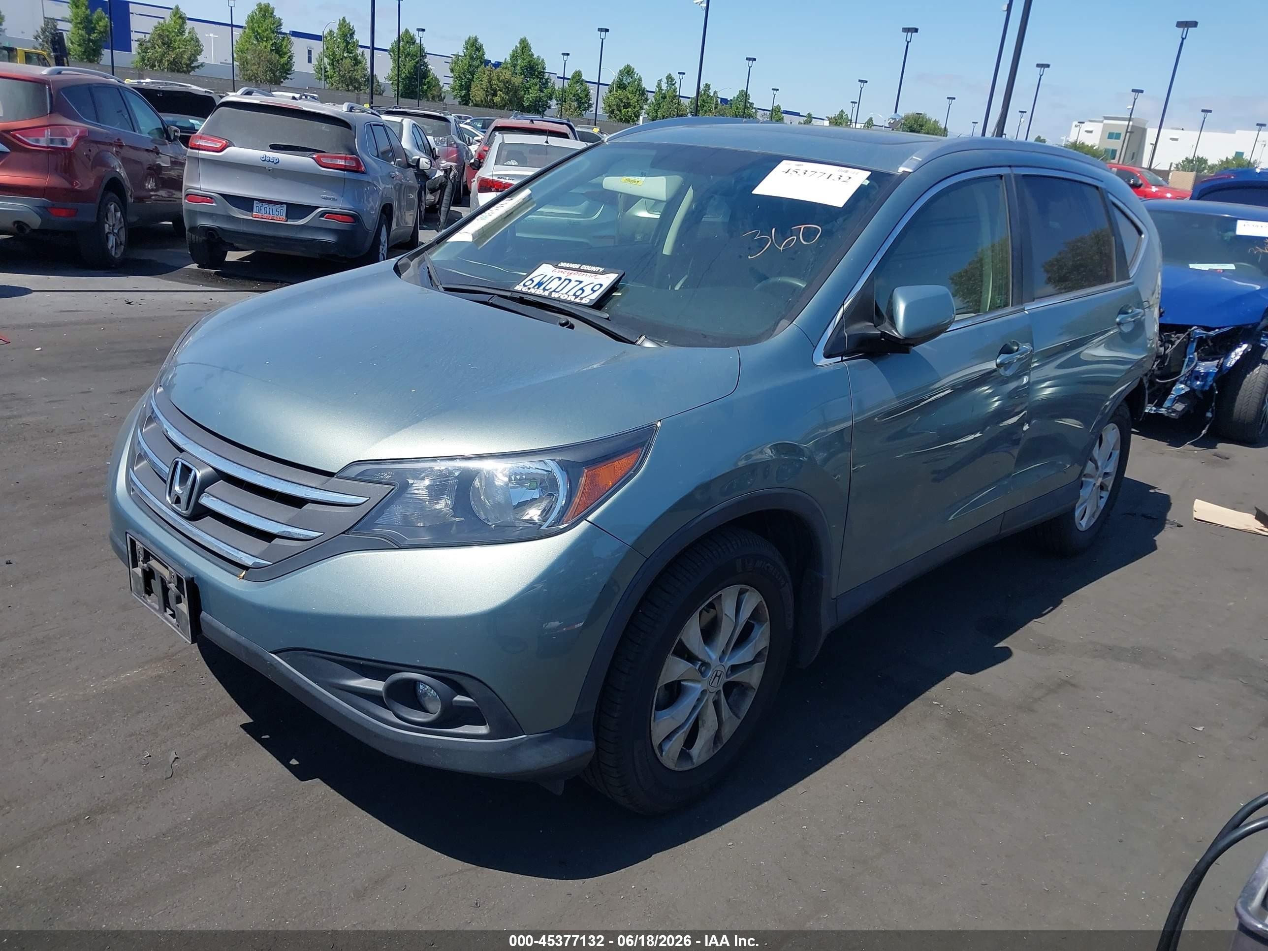 2012 Honda Cr-v Ex-l Зеленый vin: JHLRM3H75CC007238