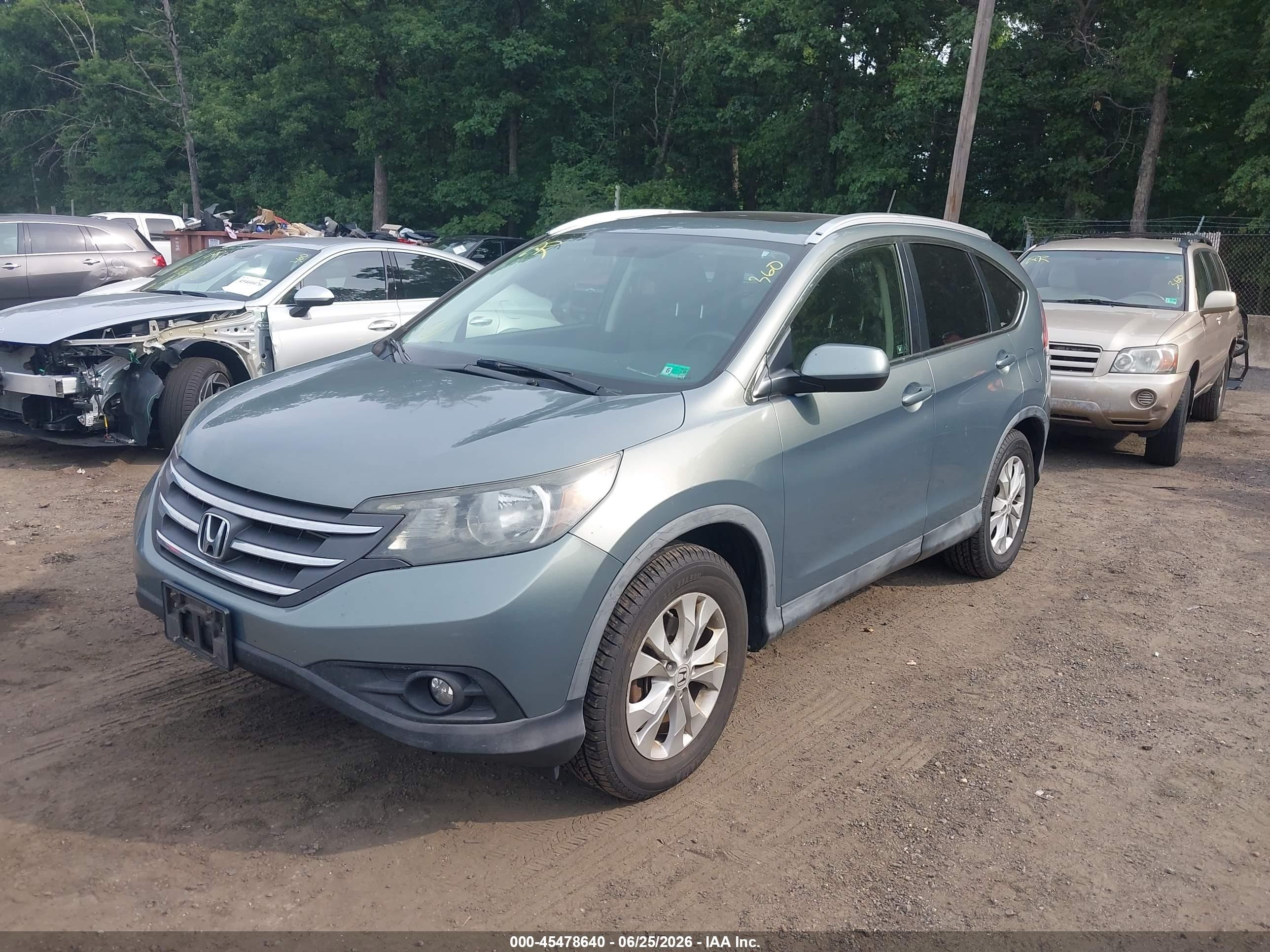 2012 Honda Cr-v Ex-l Green vin: JHLRM3H77CC006155