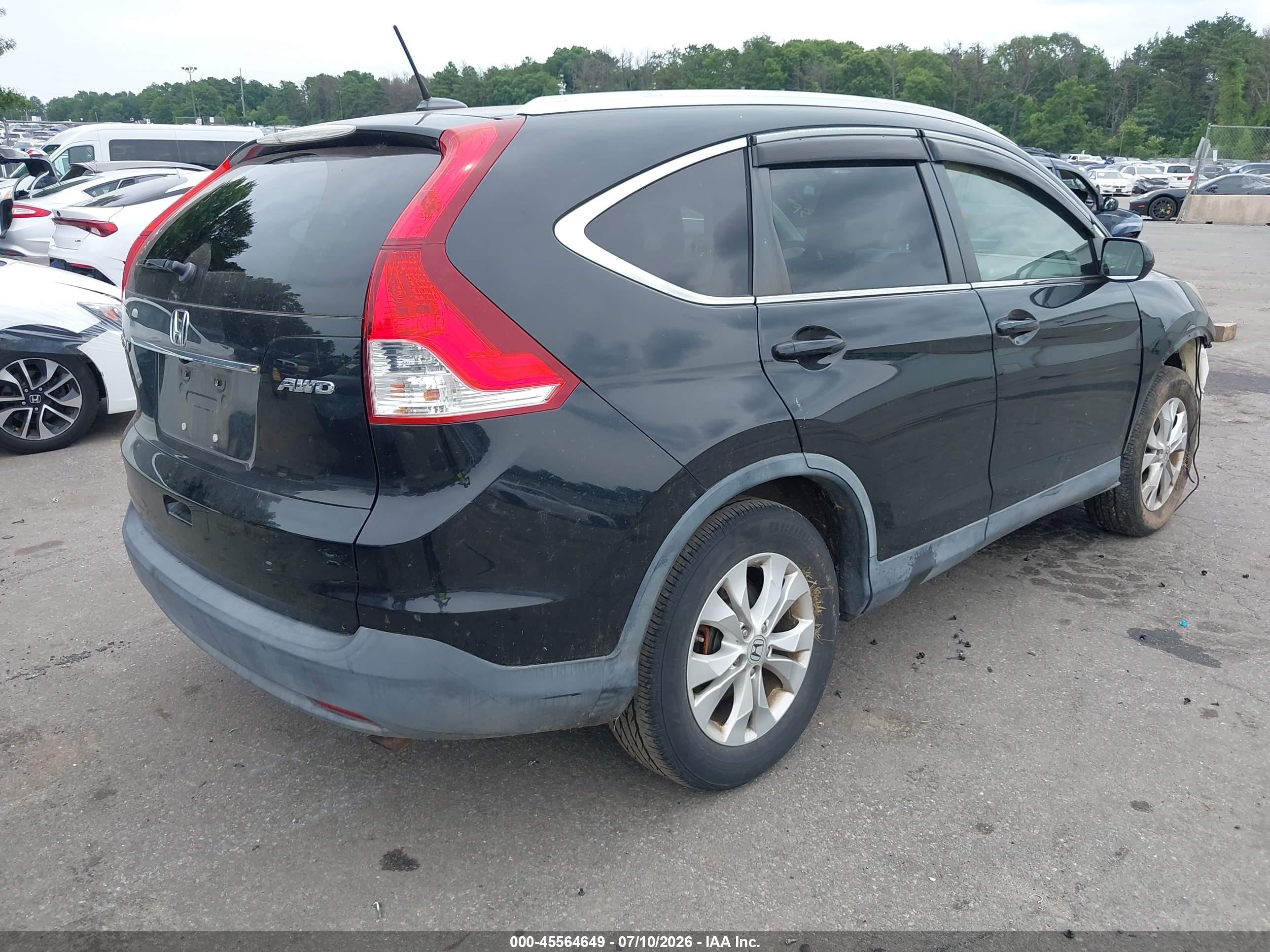 2012 Honda Cr-v Ex-l Black vin: JHLRM4H72CC023080