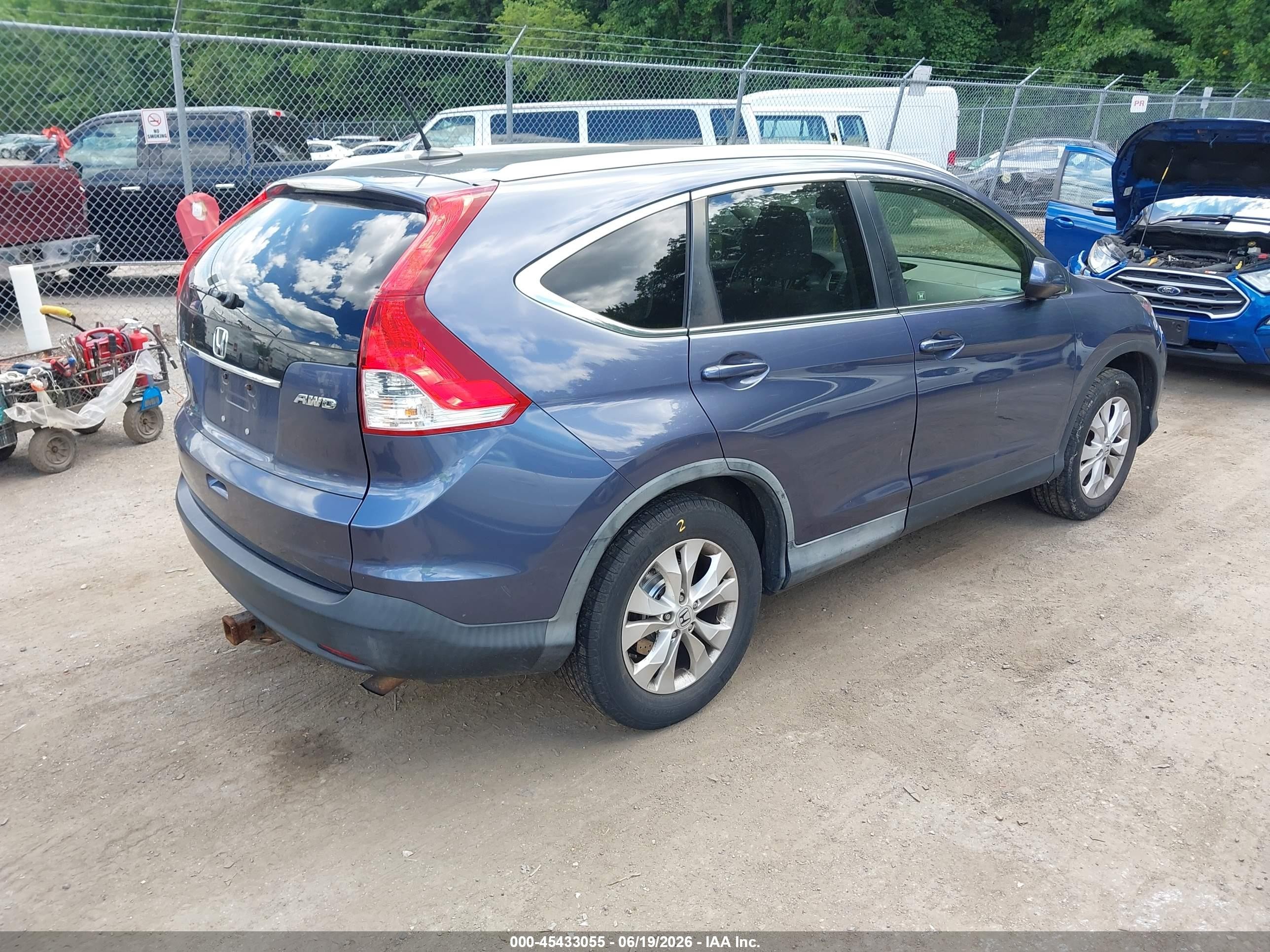 2012 Honda Cr-v Ex-l Light Blue vin: JHLRM4H7XCC013560