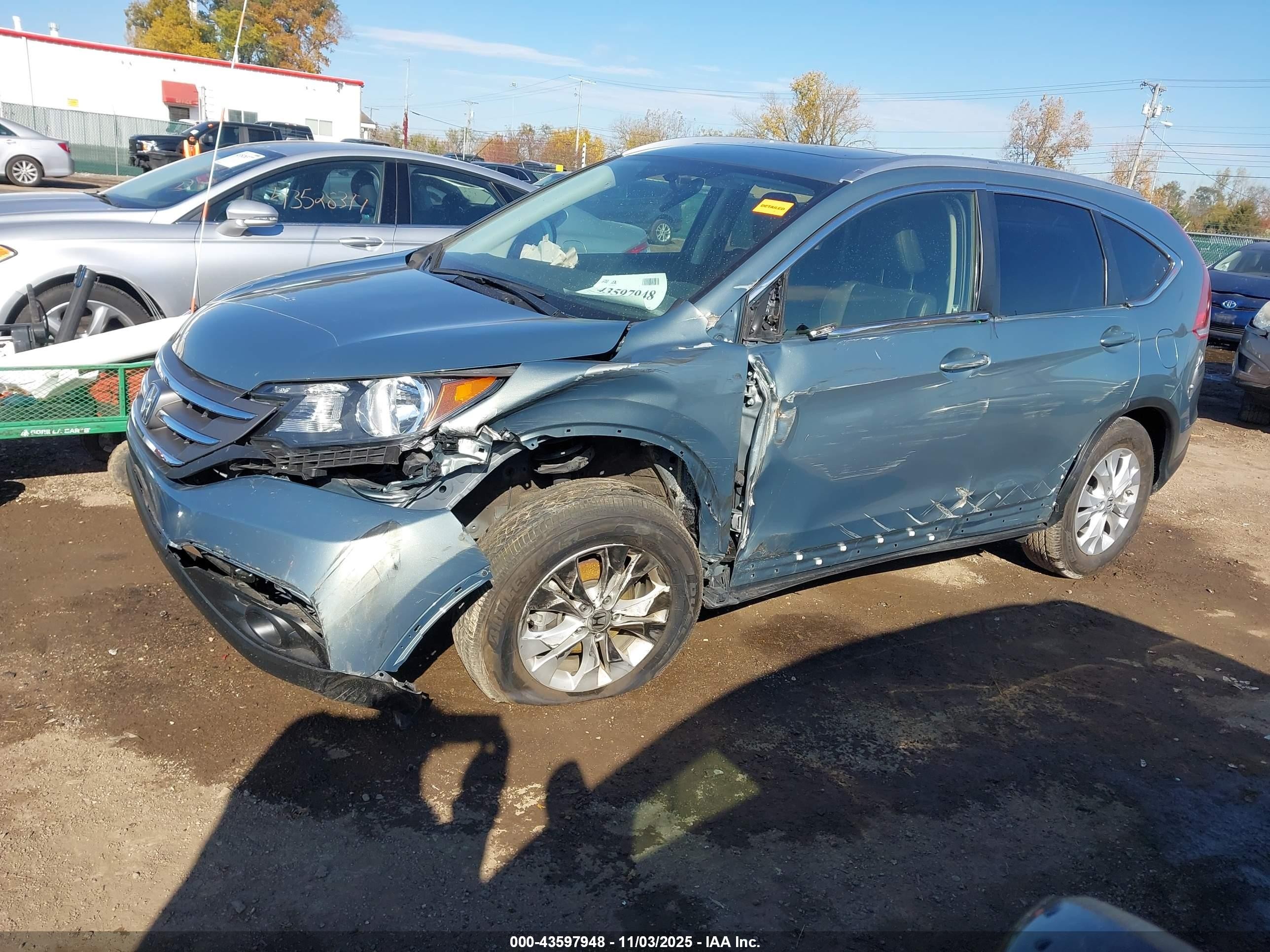 2012 Honda Cr-v Ex-l Blue vin: JHLRM4H7XCC022467