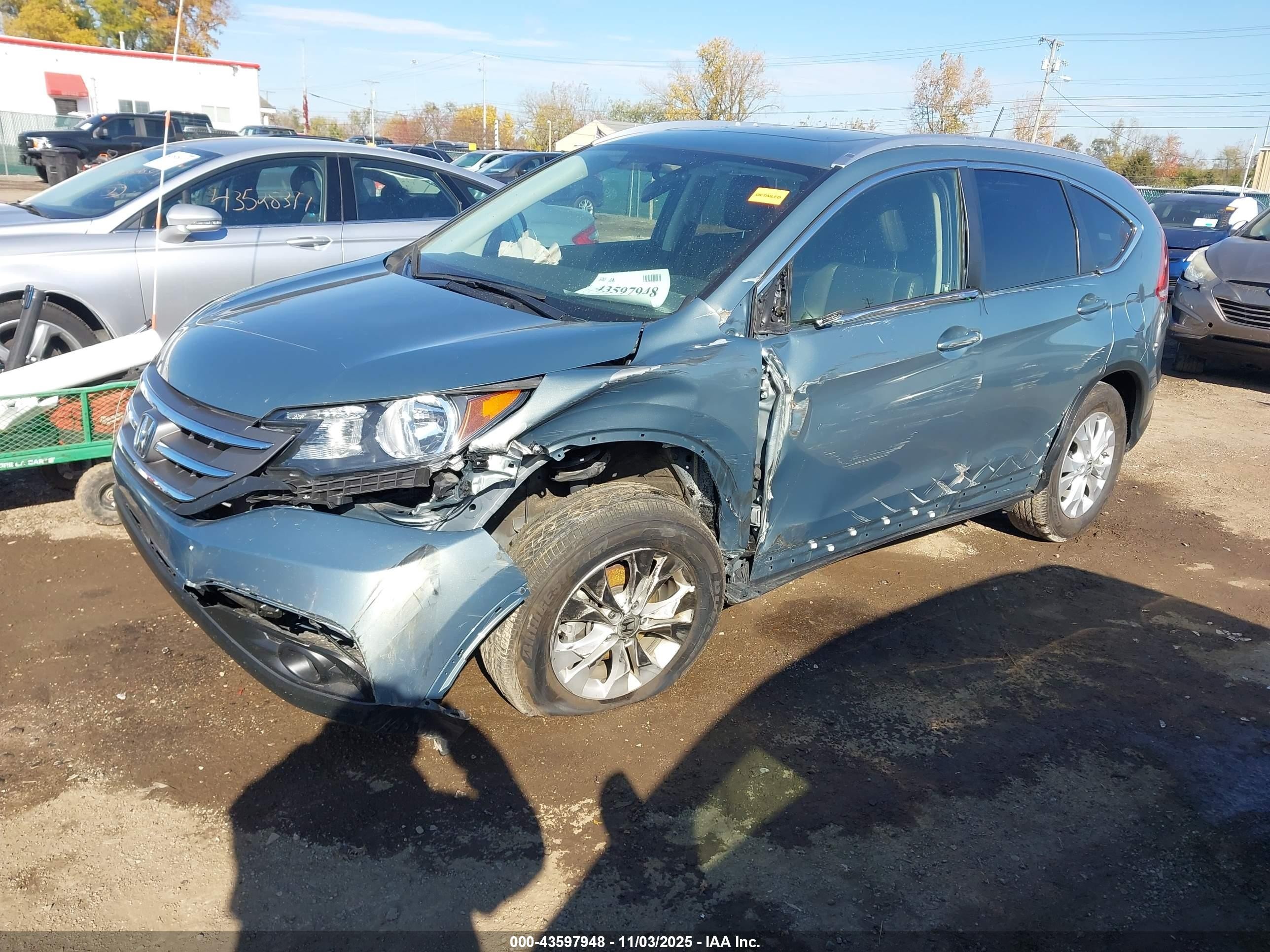 2012 Honda Cr-v Ex-l Blue vin: JHLRM4H7XCC022467