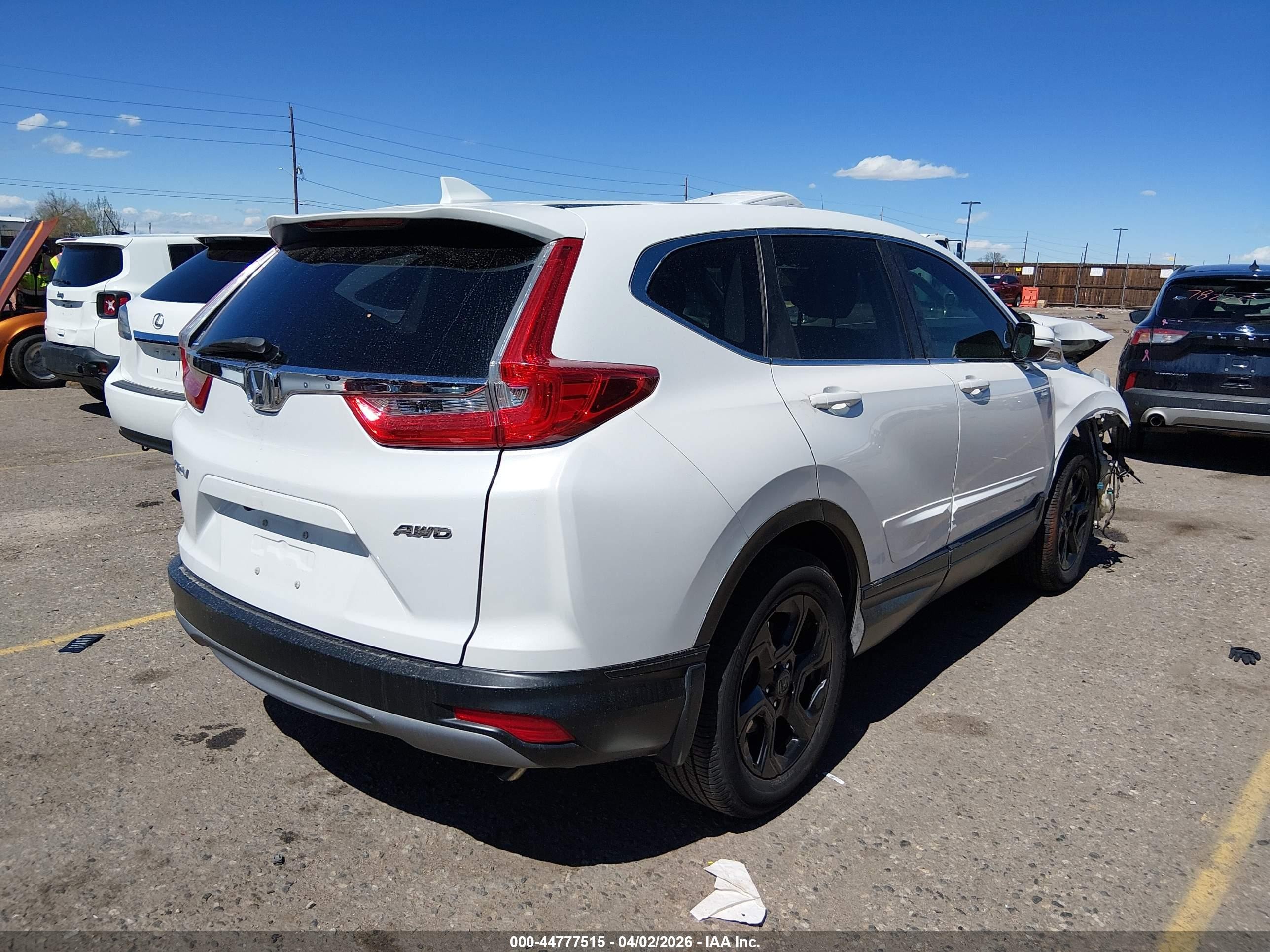 2019 Honda Cr-v Ex White vin: JHLRW2H58KX014808