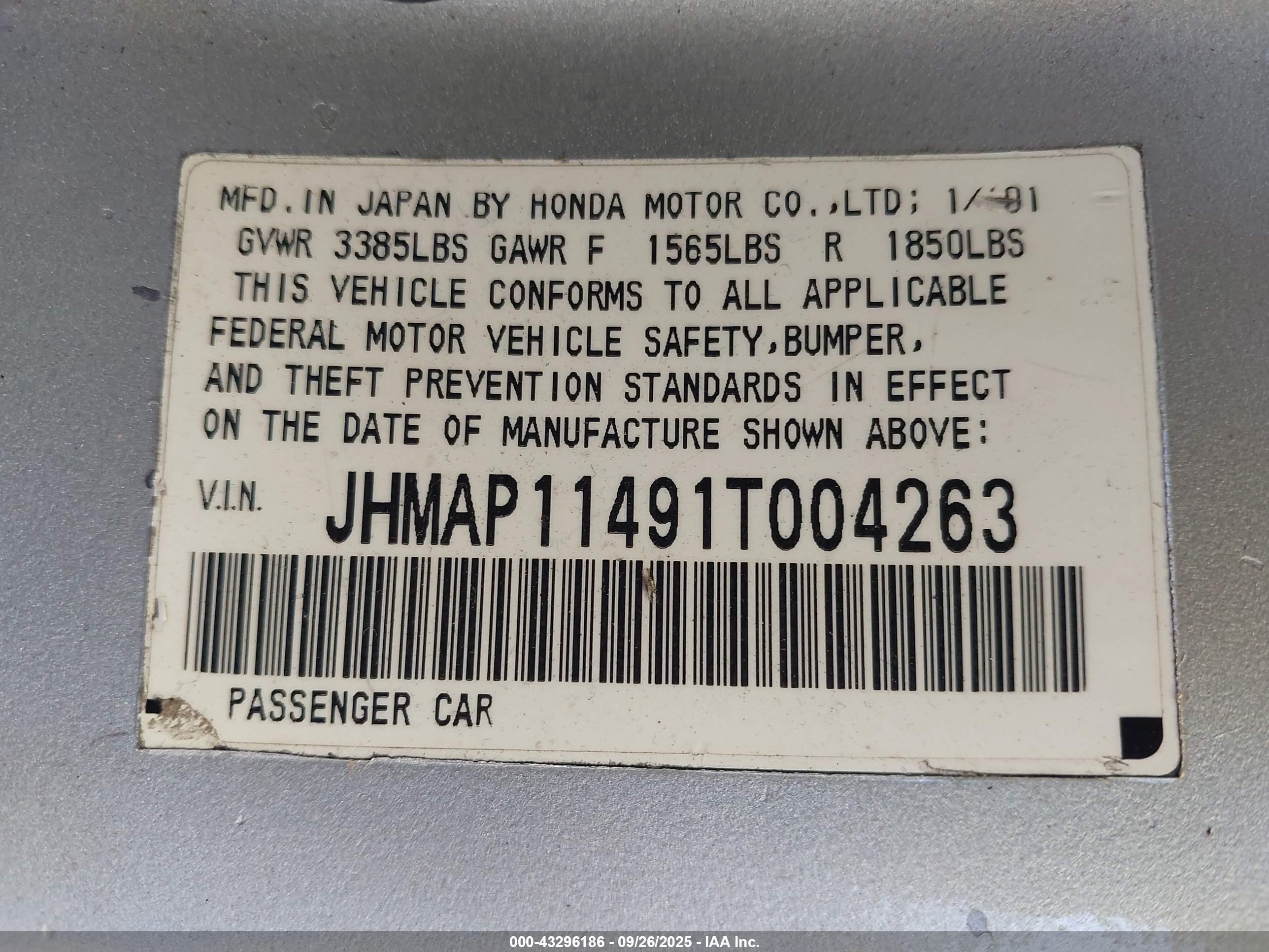 2001 Honda S2000   Серебряный vin: JHMAP11491T004263