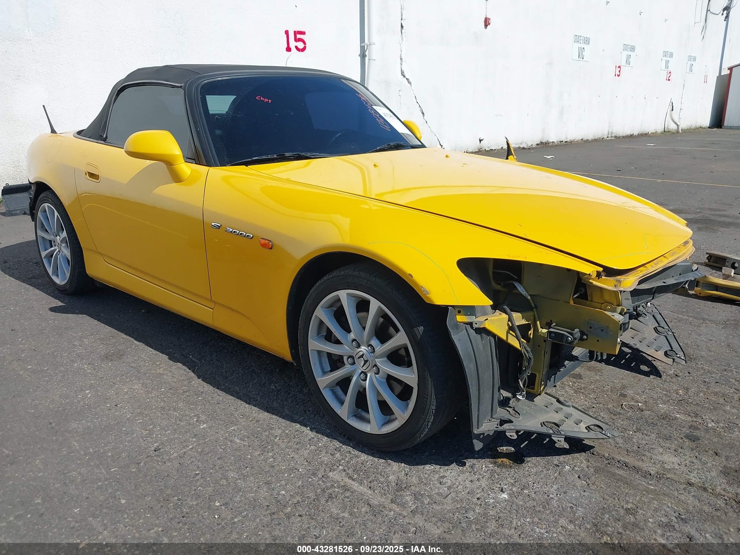2007 Honda S2000   Yellow vin: JHMAP21427S002326