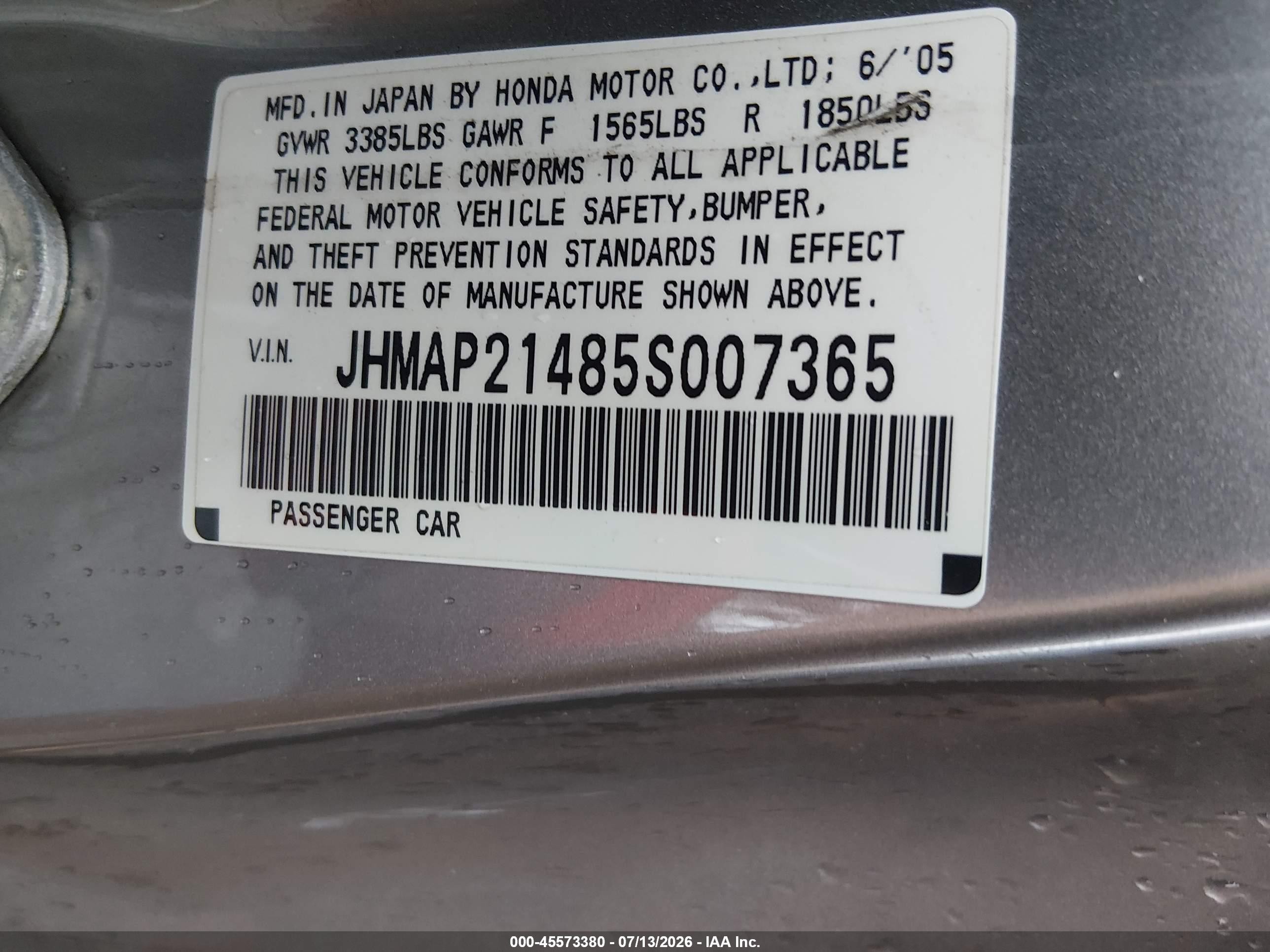2005 Honda S2000   Silver vin: JHMAP21485S007365