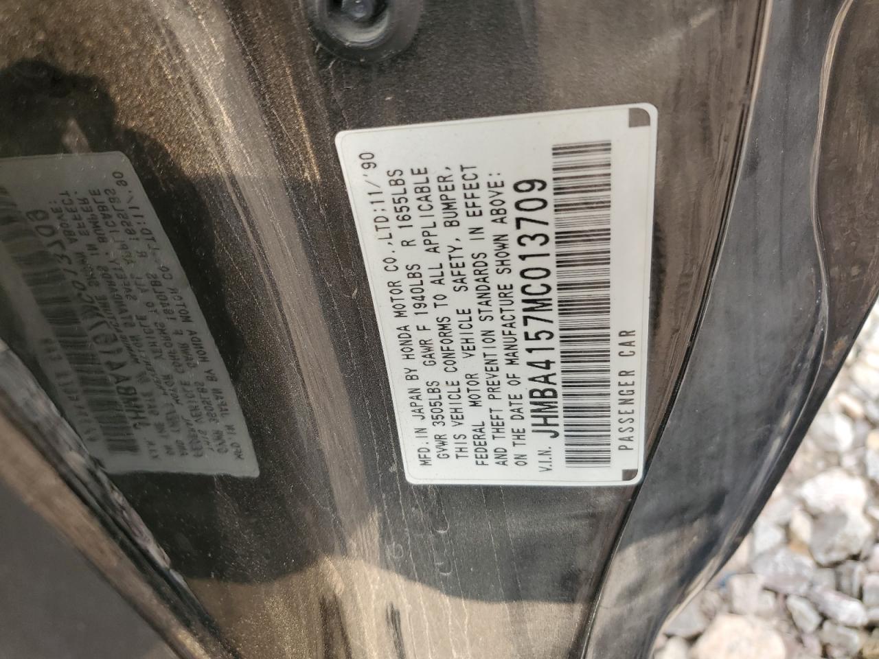 1991 Honda Prelude Si Alb Black vin: JHMBA4157MC013709