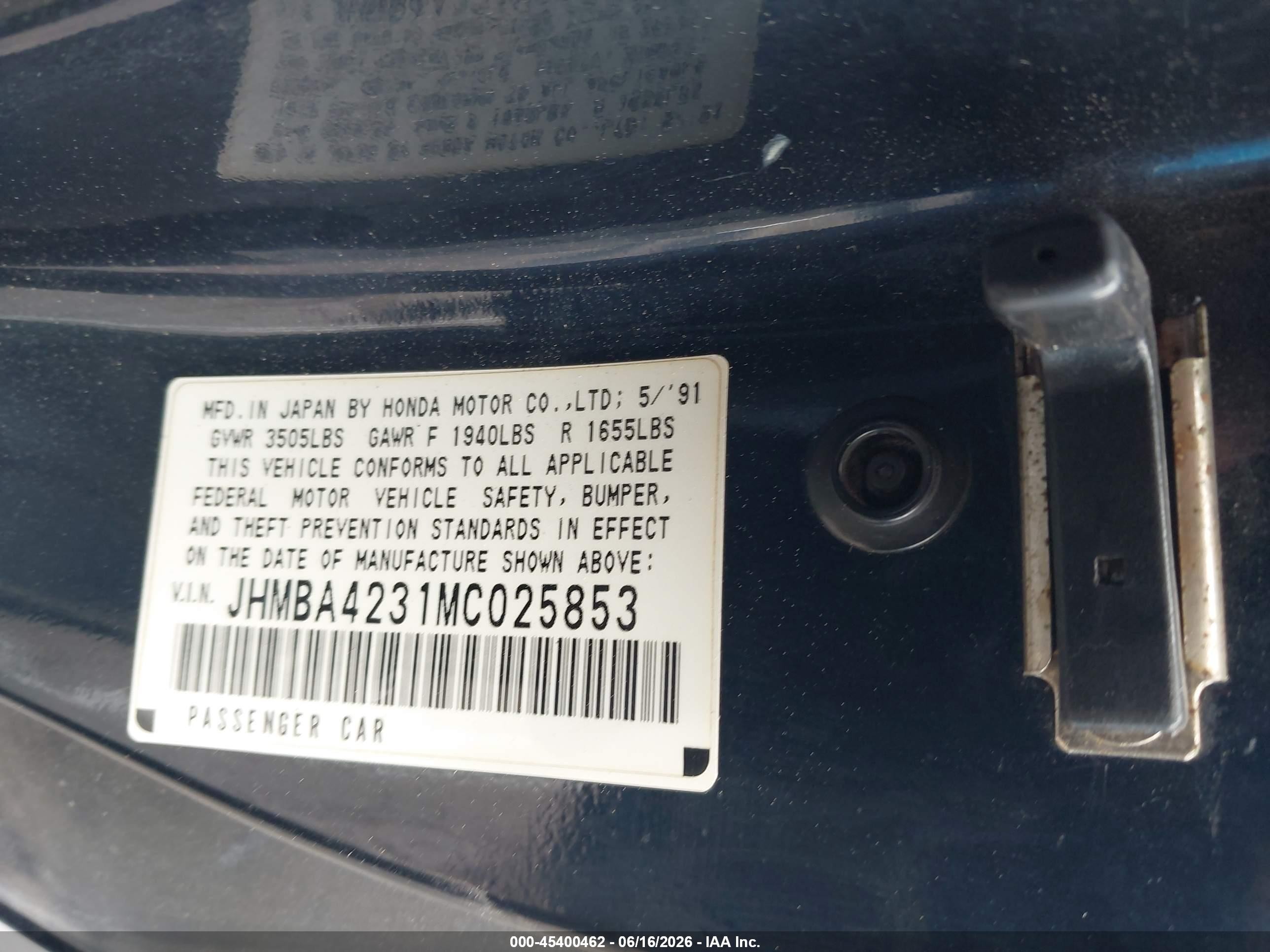 1991 Honda Prelude Si Dark Blue vin: JHMBA4231MC025853