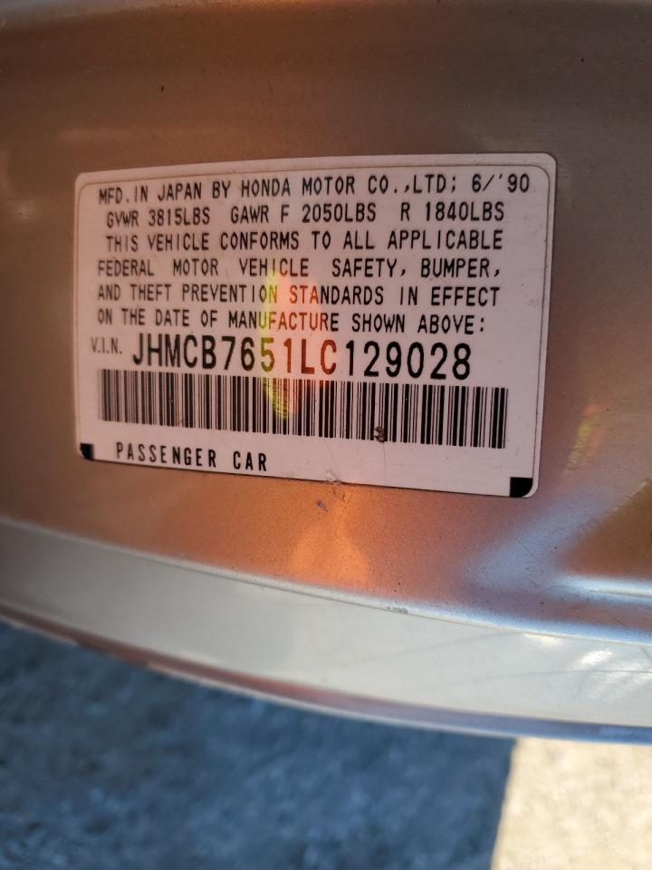 1990 Honda Accord Lx Silver vin: JHMCB7651LC129028