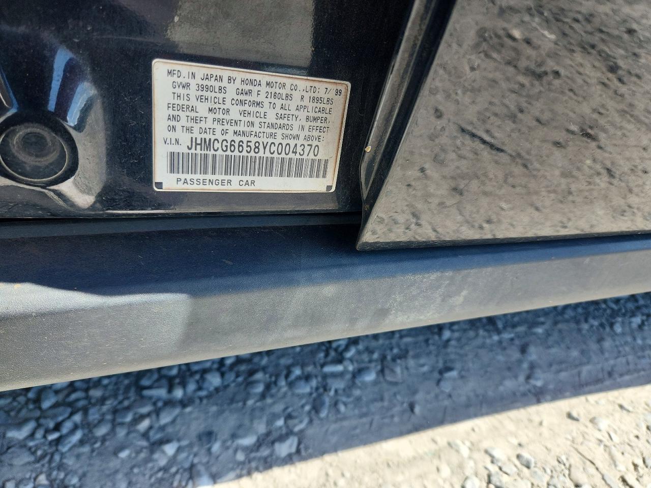 2000 Honda Accord Lx Black vin: JHMCG6658YC004370