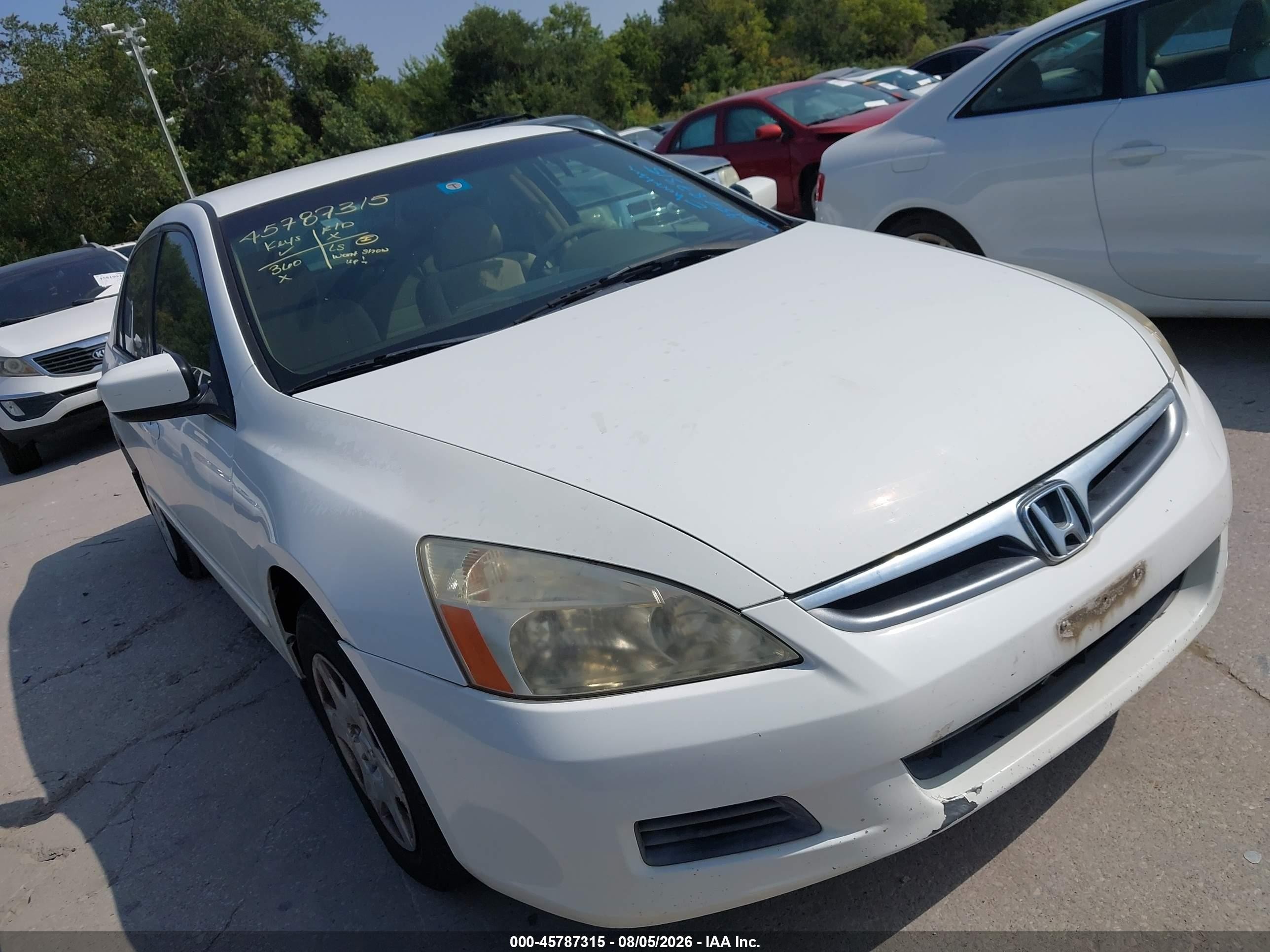 2007 Honda Accord 2.4 Vp White vin: JHMCM56147C008527