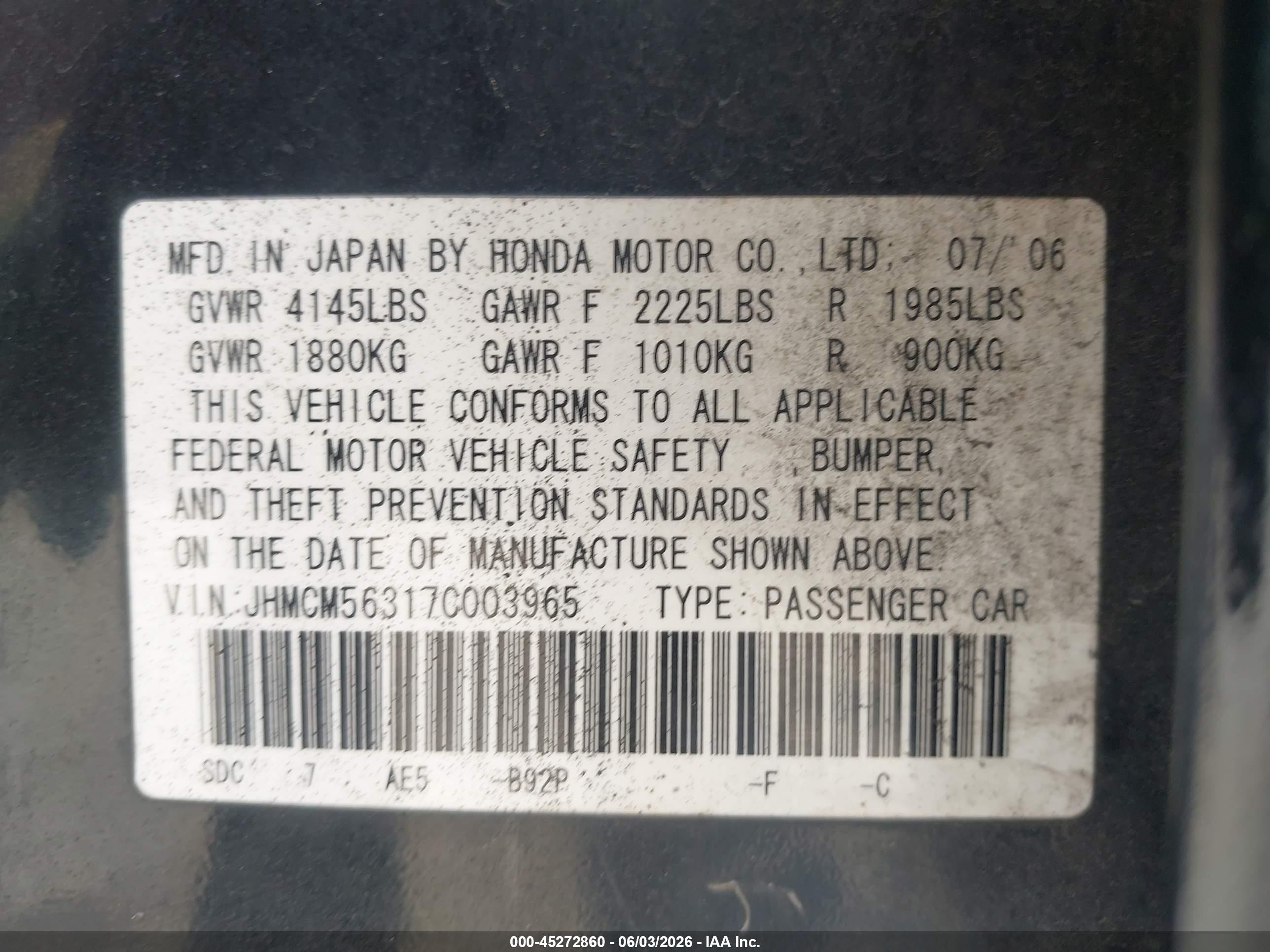 2007 Honda Accord 2.4 Se Черный vin: JHMCM56317C003965