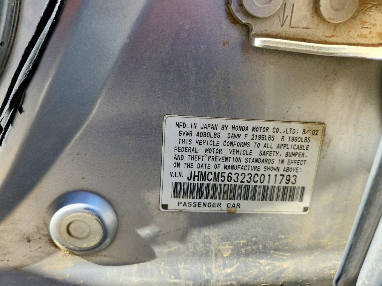 2003 Honda Accord Lx Silver vin: JHMCM56323C011793
